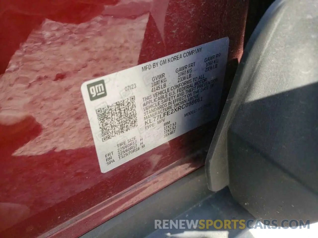 16 Photograph of a damaged car KL77LFE2XRC098661 CHEVROLET TRAX 2024