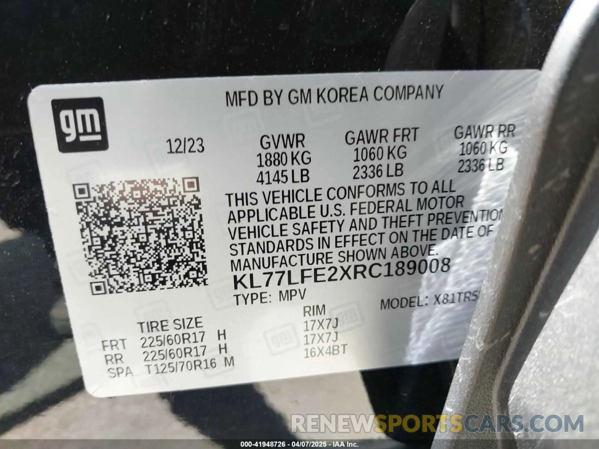9 Photograph of a damaged car KL77LFE2XRC189008 CHEVROLET TRAX 2024