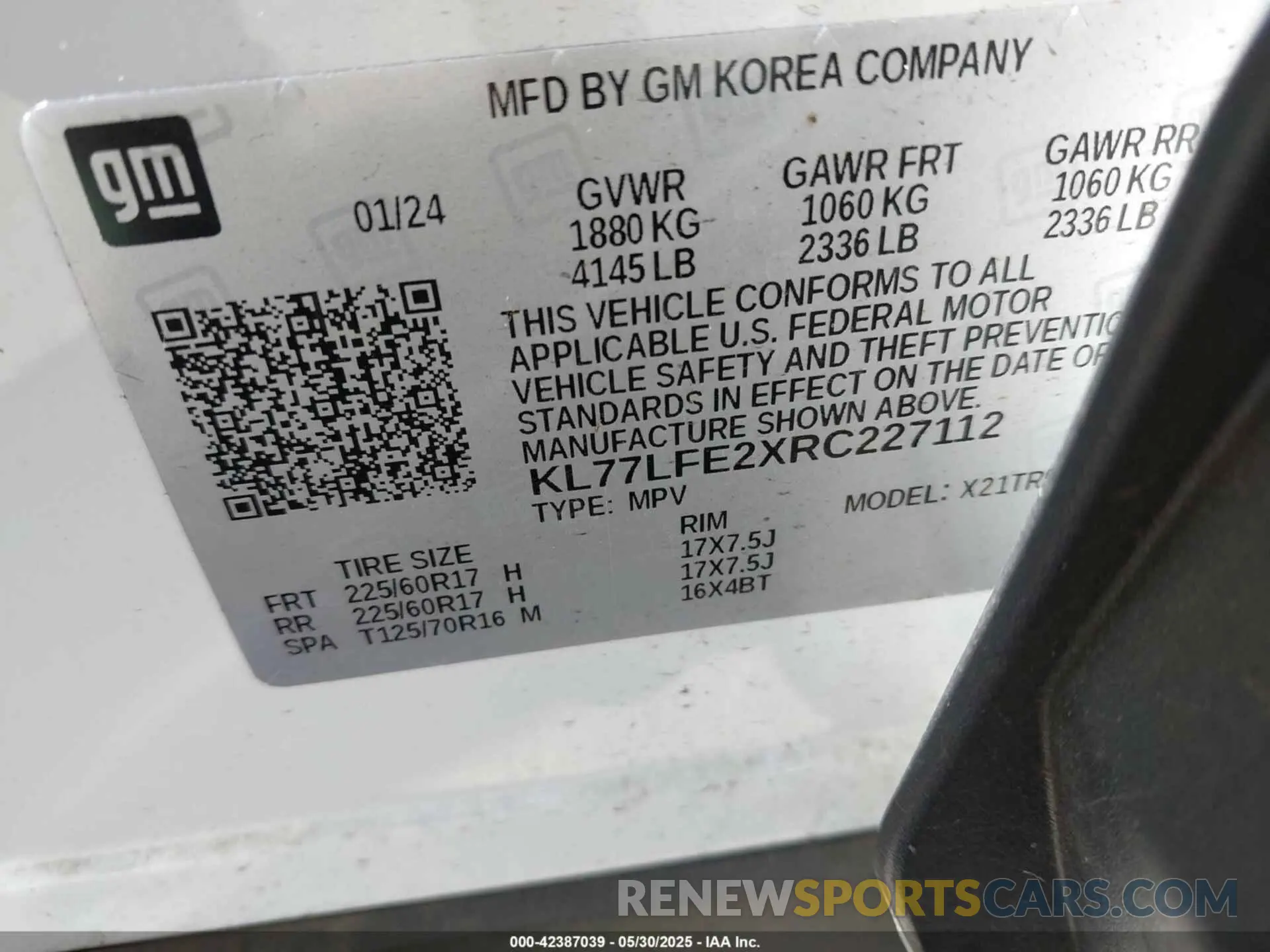 9 Photograph of a damaged car KL77LFE2XRC227112 CHEVROLET TRAX 2024