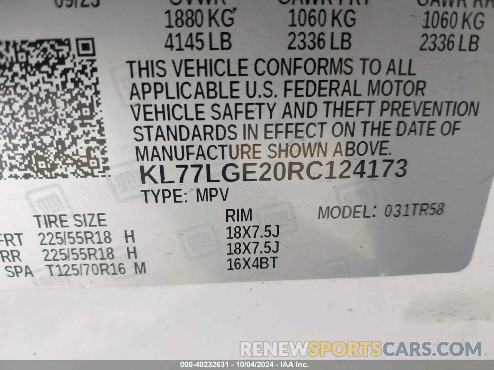 9 Photograph of a damaged car KL77LGE20RC124173 CHEVROLET TRAX 2024