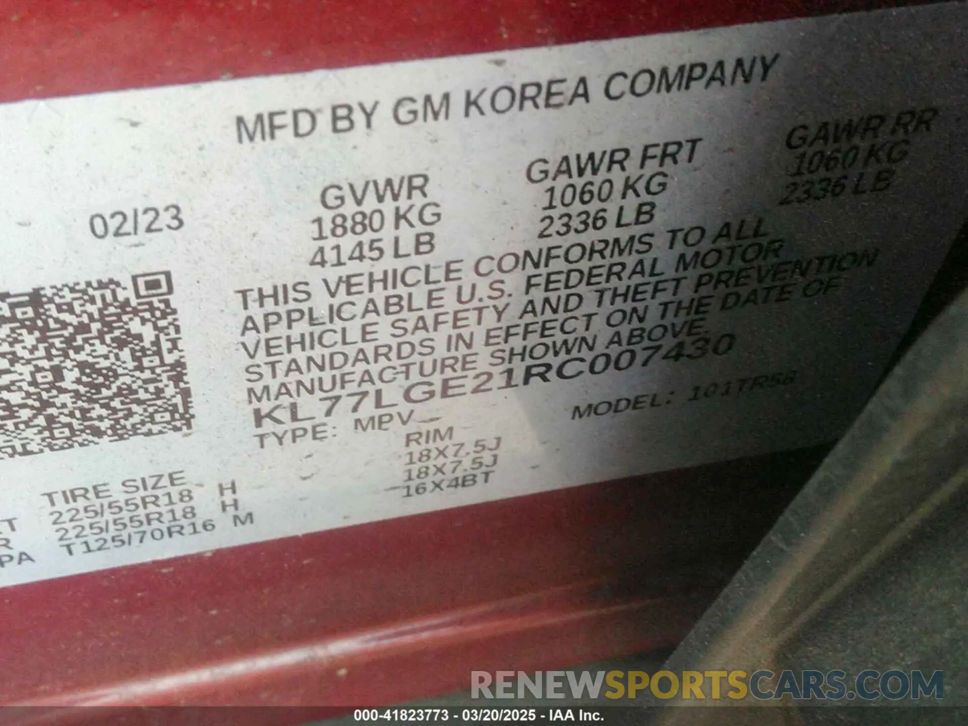 9 Photograph of a damaged car KL77LGE21RC007430 CHEVROLET TRAX 2024