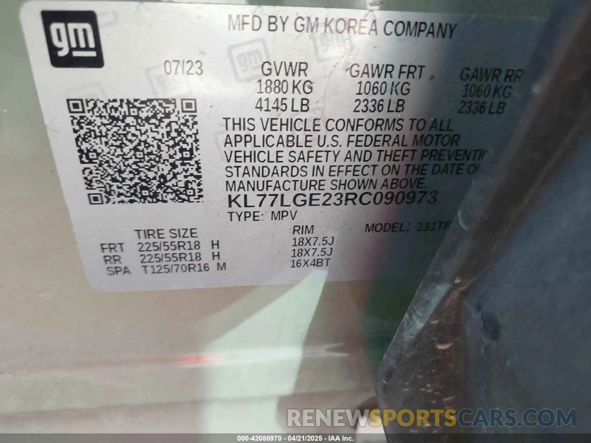 9 Photograph of a damaged car KL77LGE23RC090973 CHEVROLET TRAX 2024