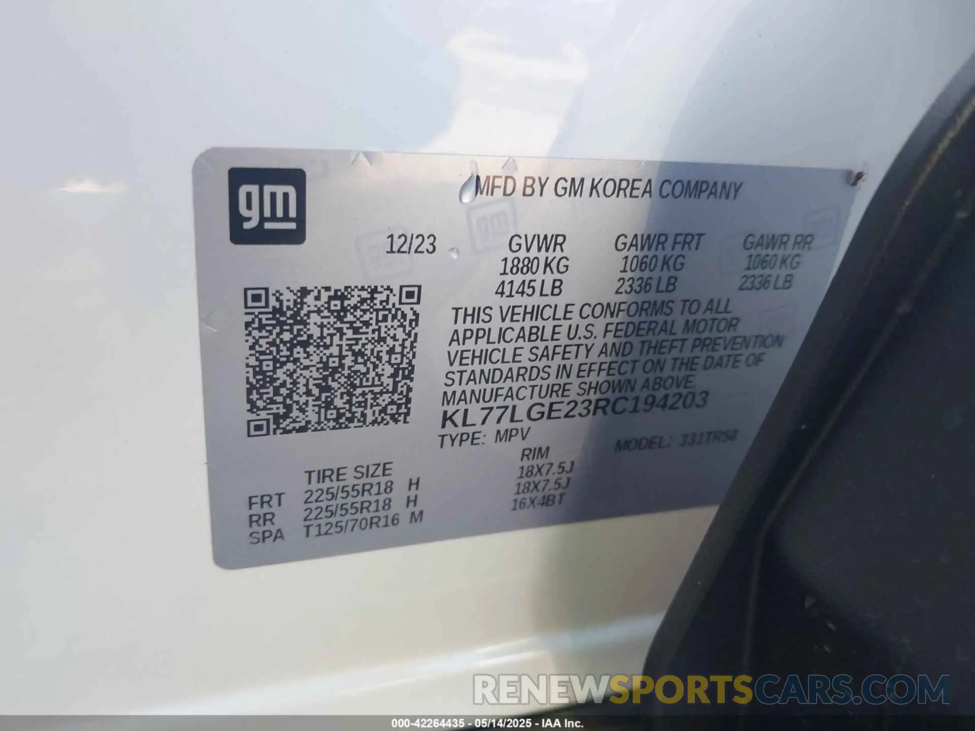 9 Photograph of a damaged car KL77LGE23RC194203 CHEVROLET TRAX 2024