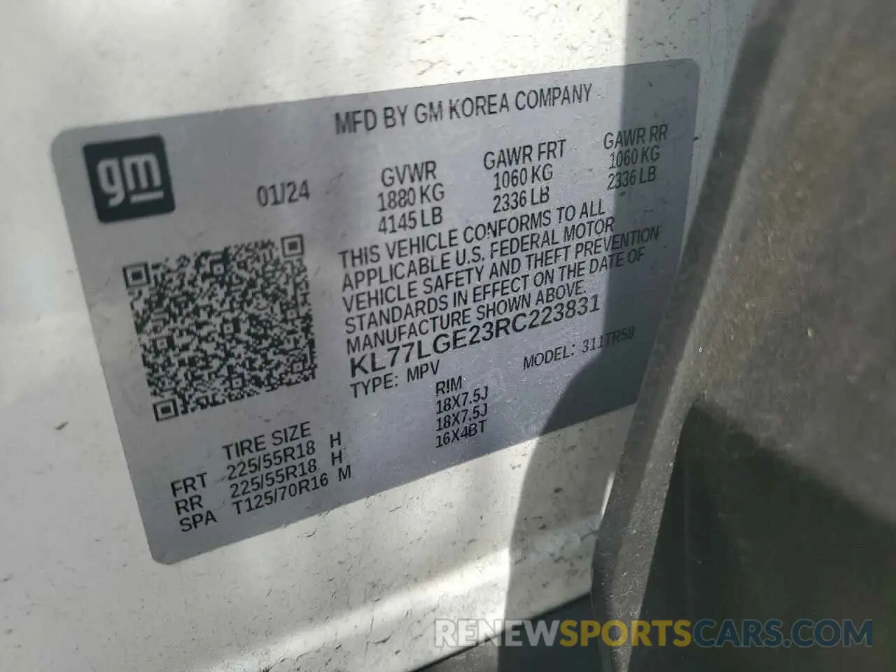 13 Photograph of a damaged car KL77LGE23RC223831 CHEVROLET TRAX 2024