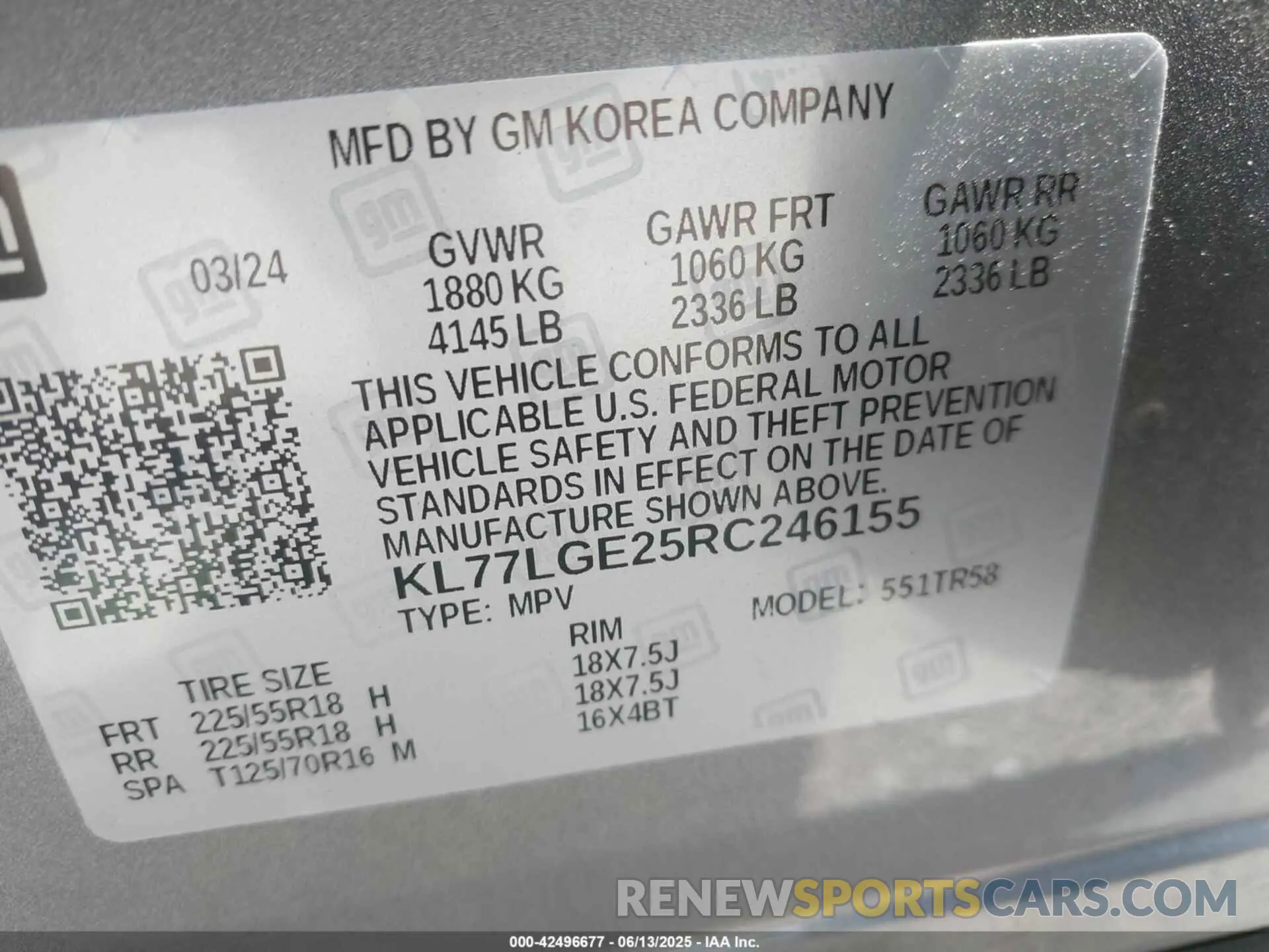 9 Photograph of a damaged car KL77LGE25RC246155 CHEVROLET TRAX 2024