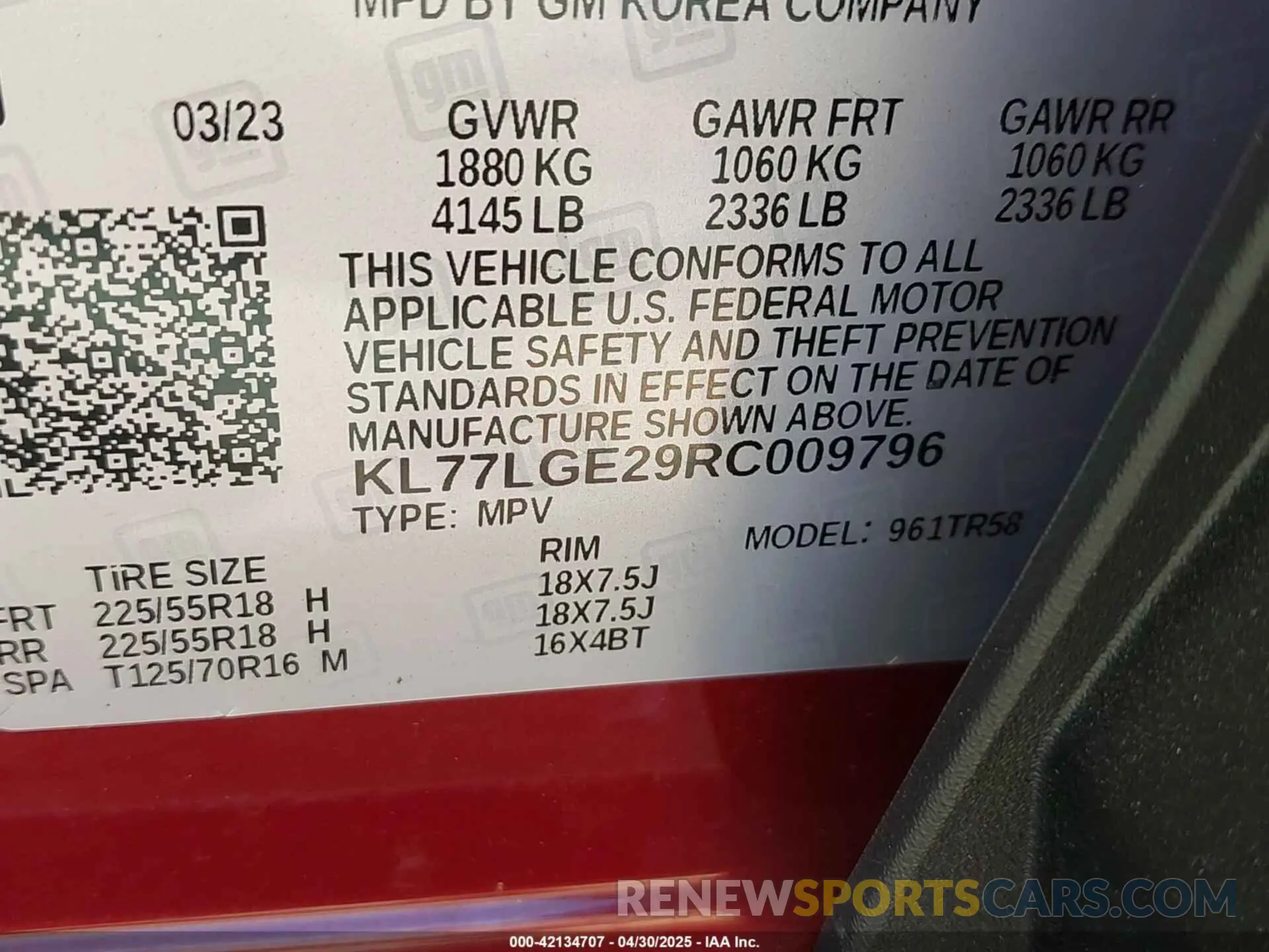9 Photograph of a damaged car KL77LGE29RC009796 CHEVROLET TRAX 2024