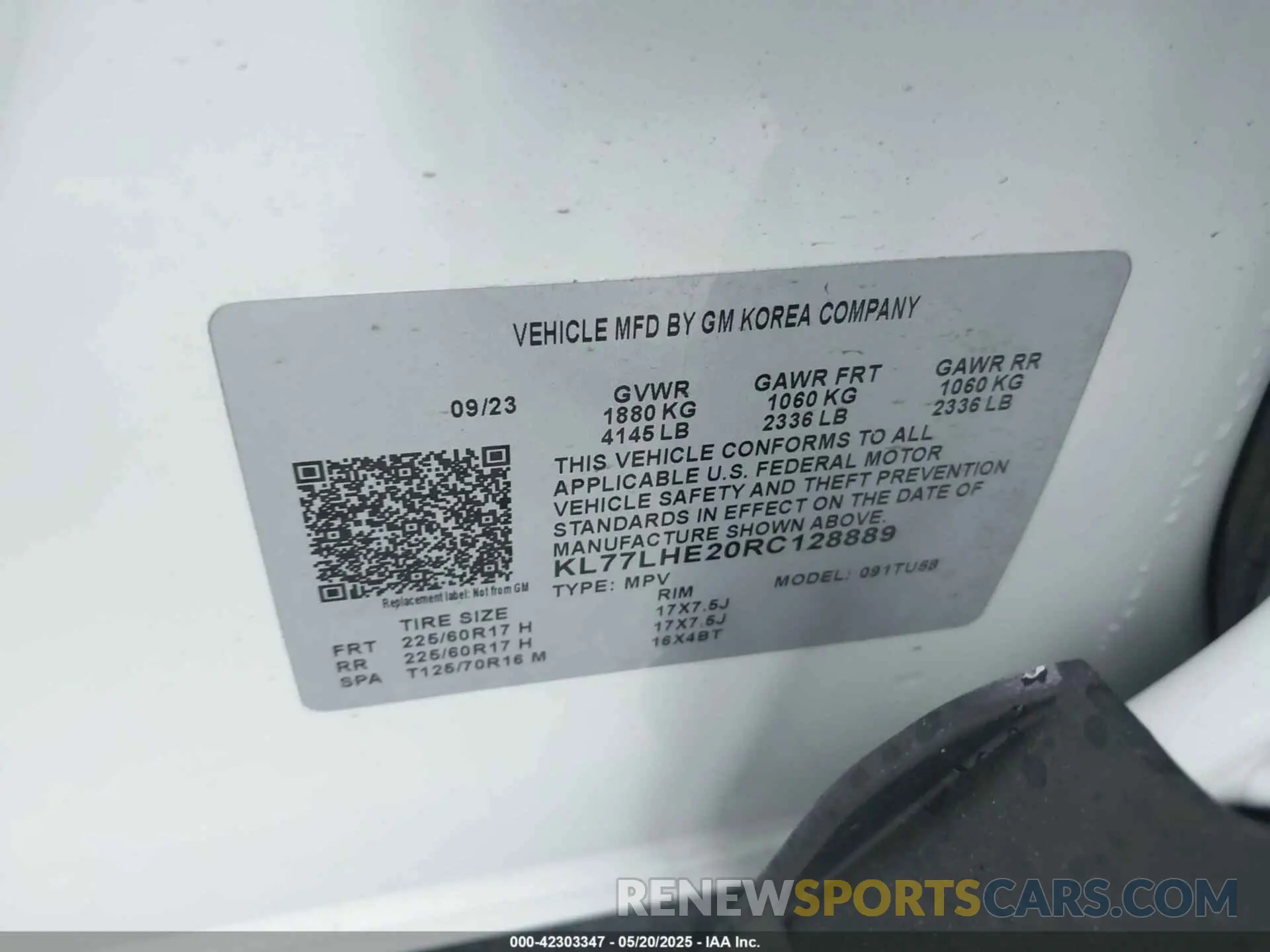 9 Photograph of a damaged car KL77LHE20RC128889 CHEVROLET TRAX 2024