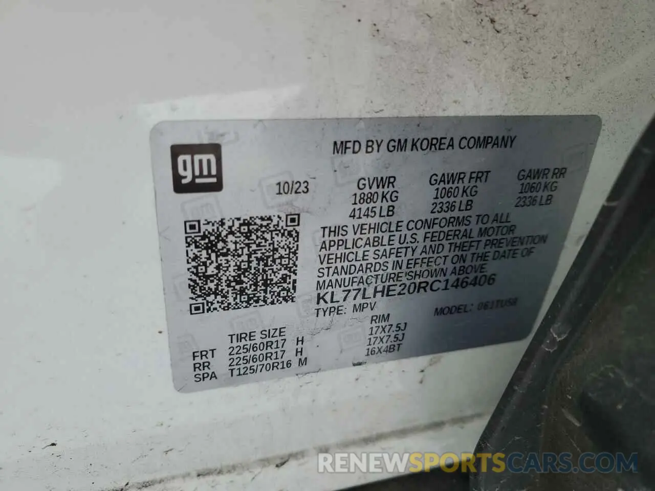 13 Photograph of a damaged car KL77LHE20RC146406 CHEVROLET TRAX 2024