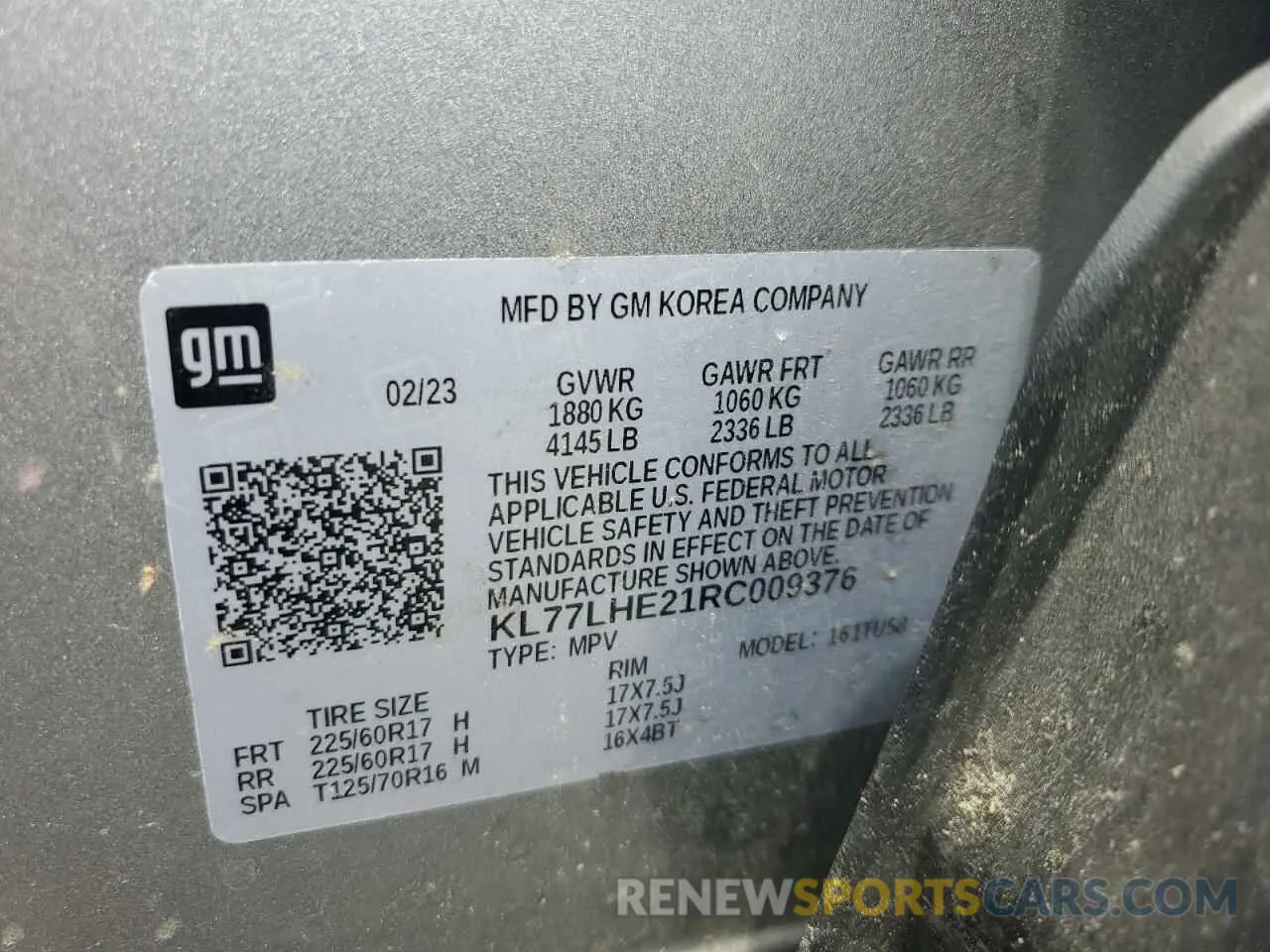 13 Photograph of a damaged car KL77LHE21RC009376 CHEVROLET TRAX 2024