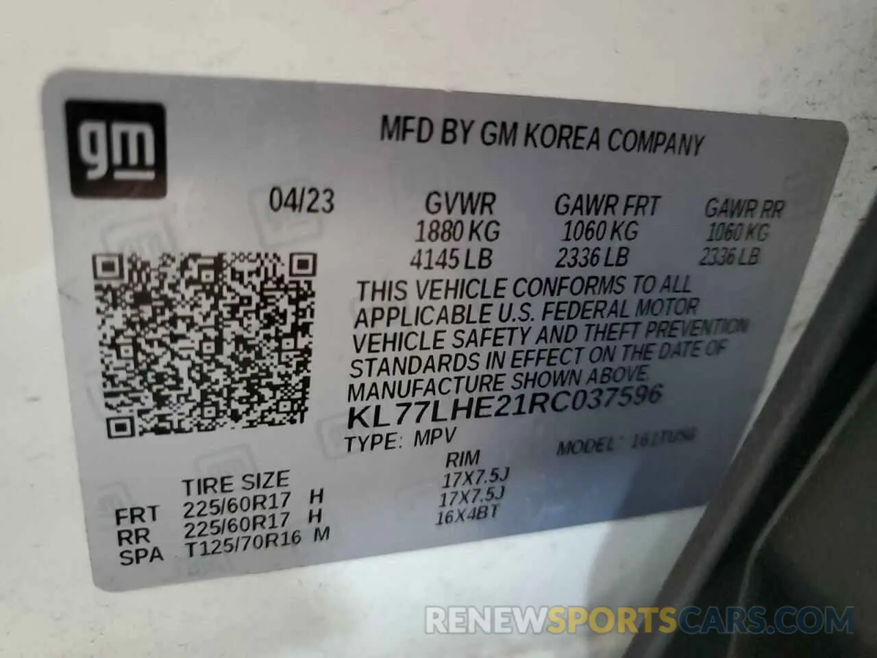12 Photograph of a damaged car KL77LHE21RC037596 CHEVROLET TRAX 2024