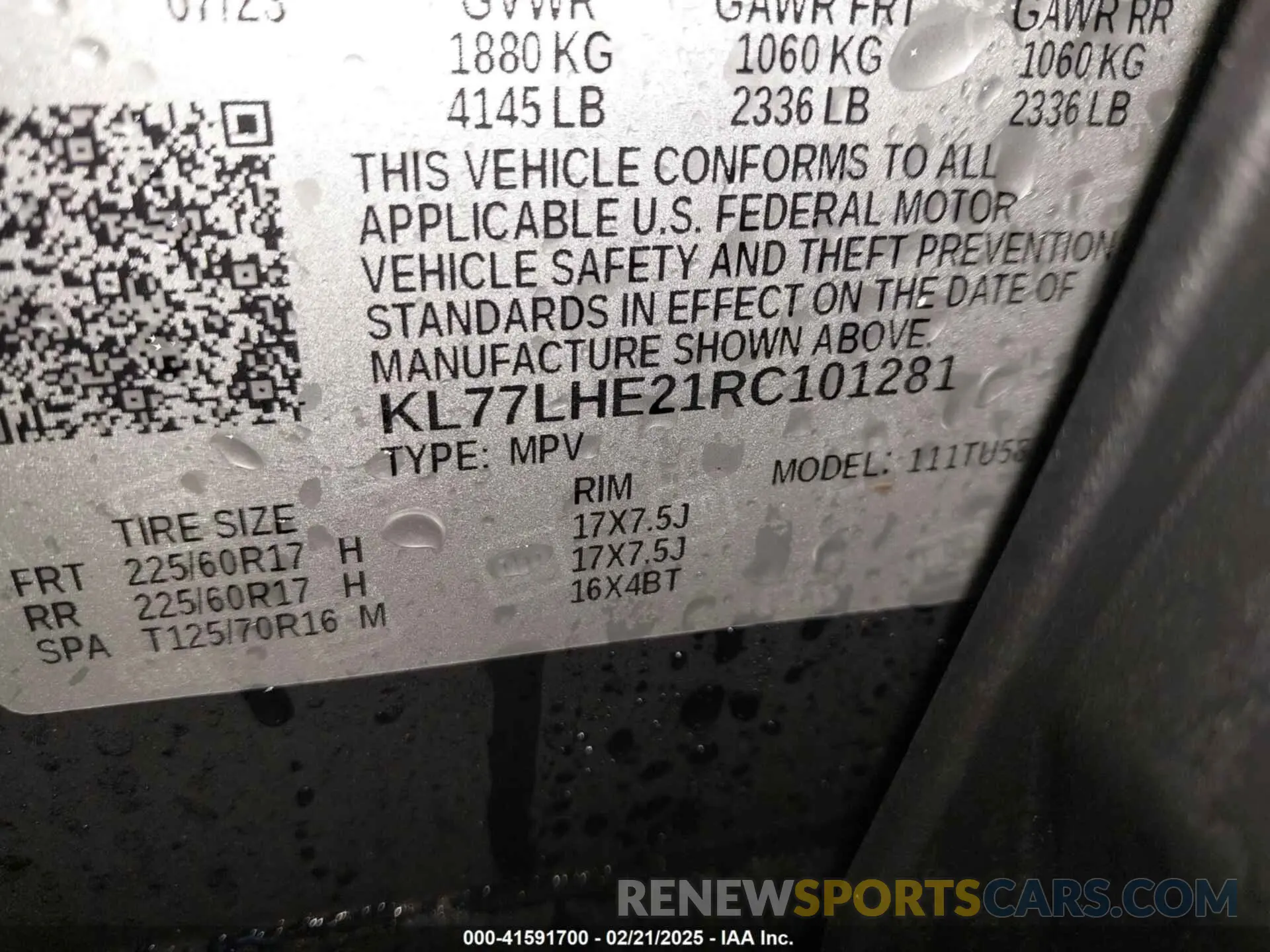 9 Photograph of a damaged car KL77LHE21RC101281 CHEVROLET TRAX 2024