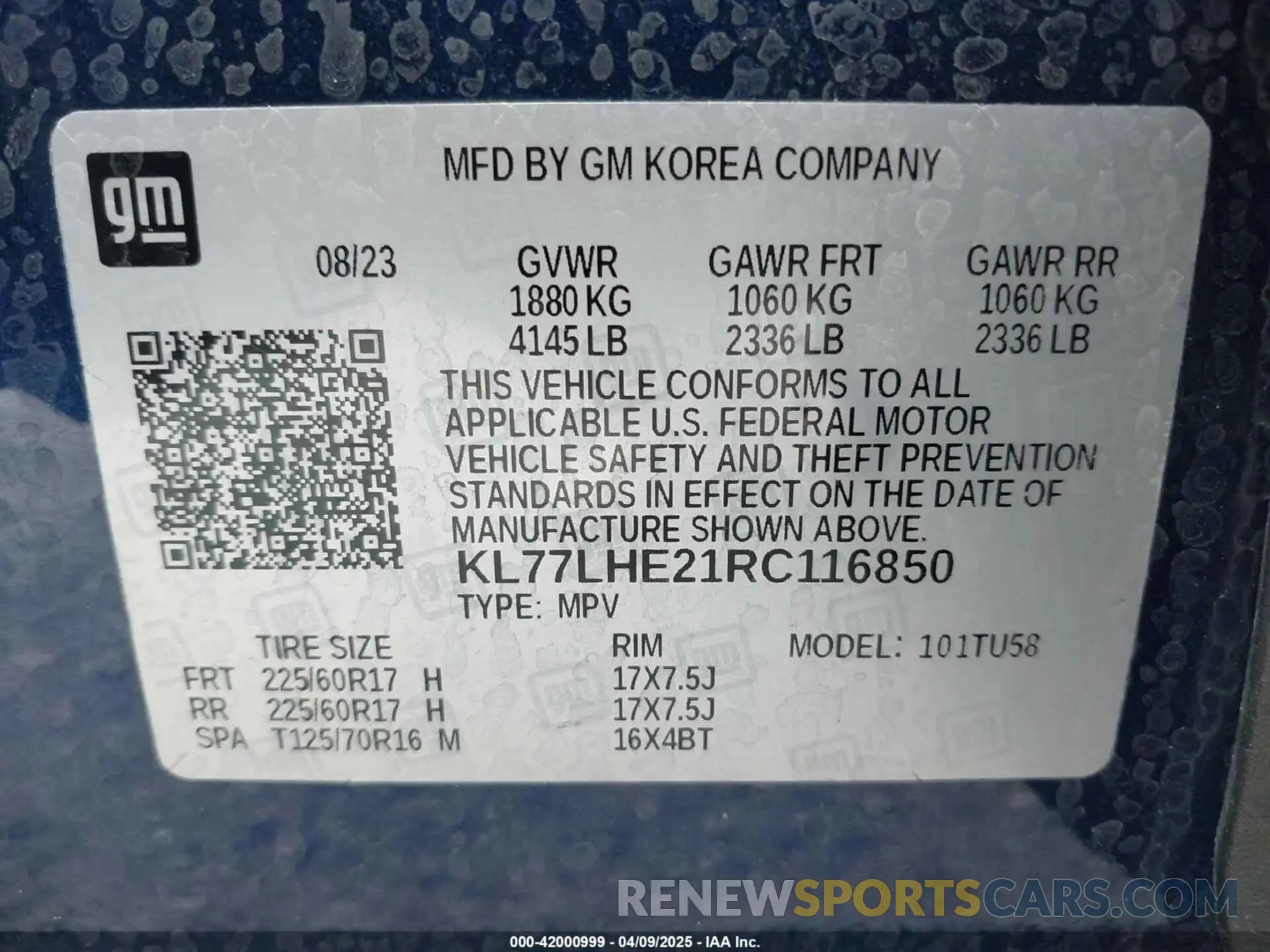 9 Photograph of a damaged car KL77LHE21RC116850 CHEVROLET TRAX 2024