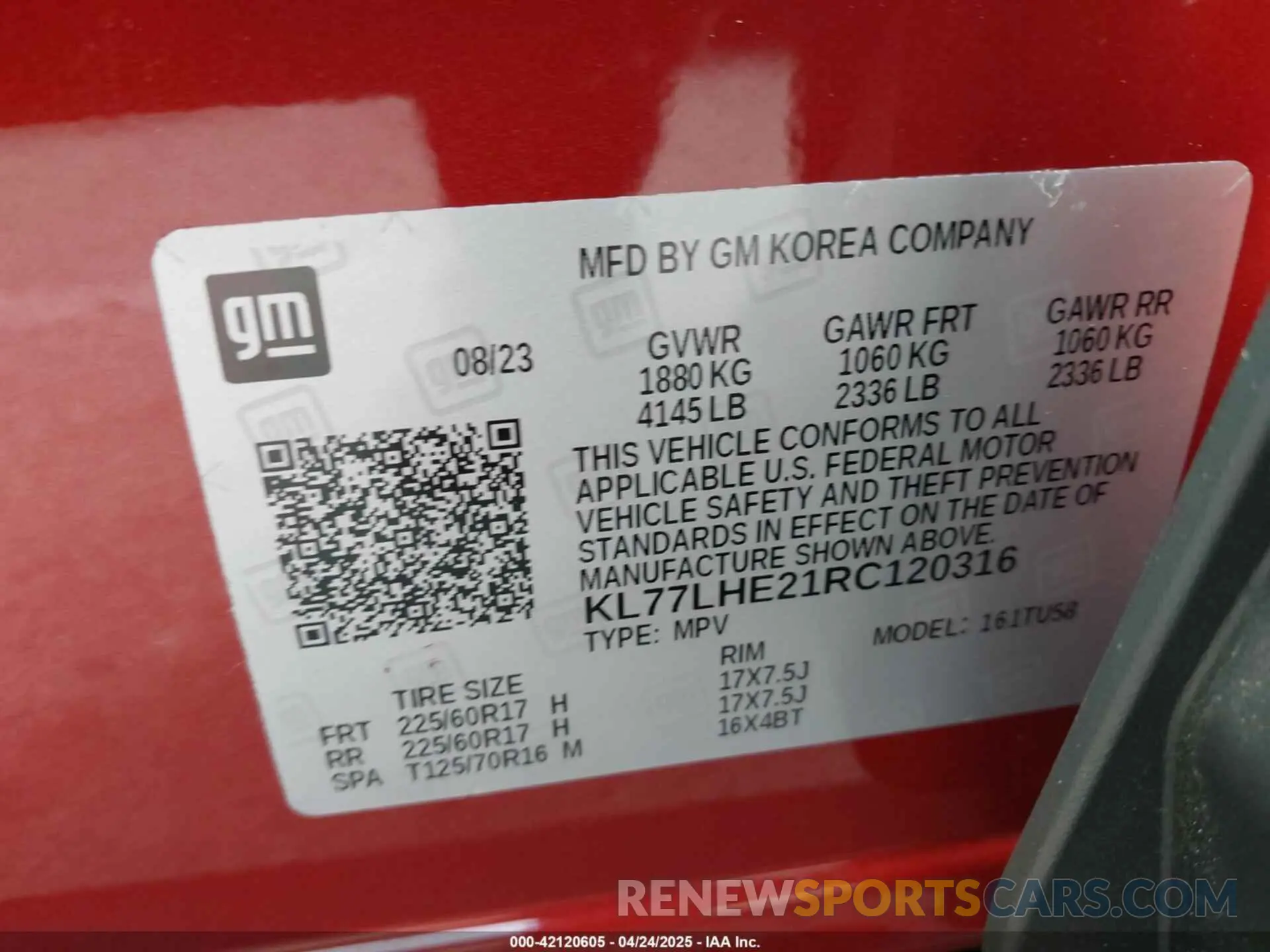 9 Photograph of a damaged car KL77LHE21RC120316 CHEVROLET TRAX 2024