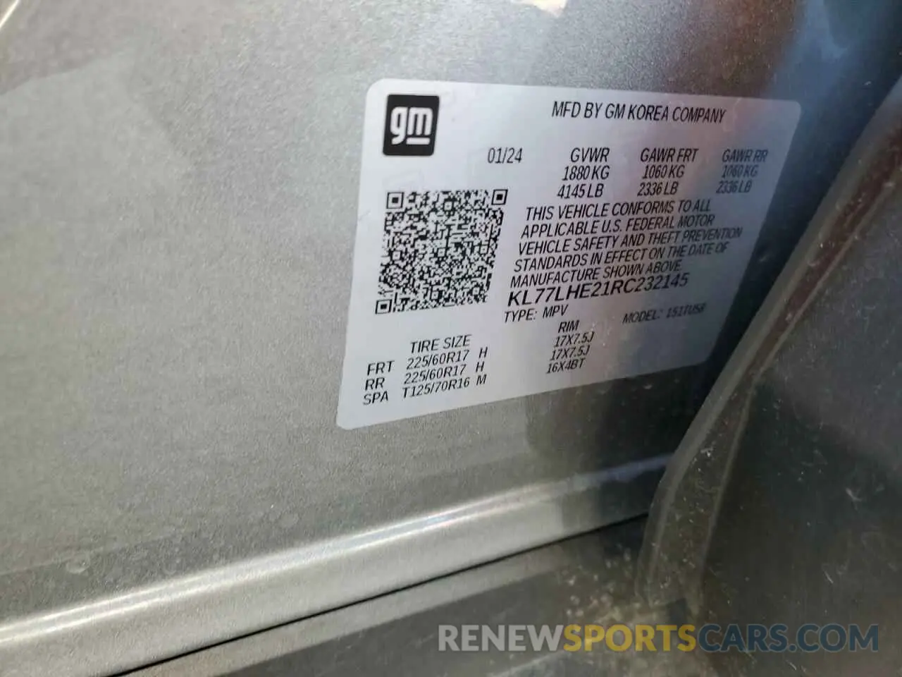12 Photograph of a damaged car KL77LHE21RC232145 CHEVROLET TRAX 2024