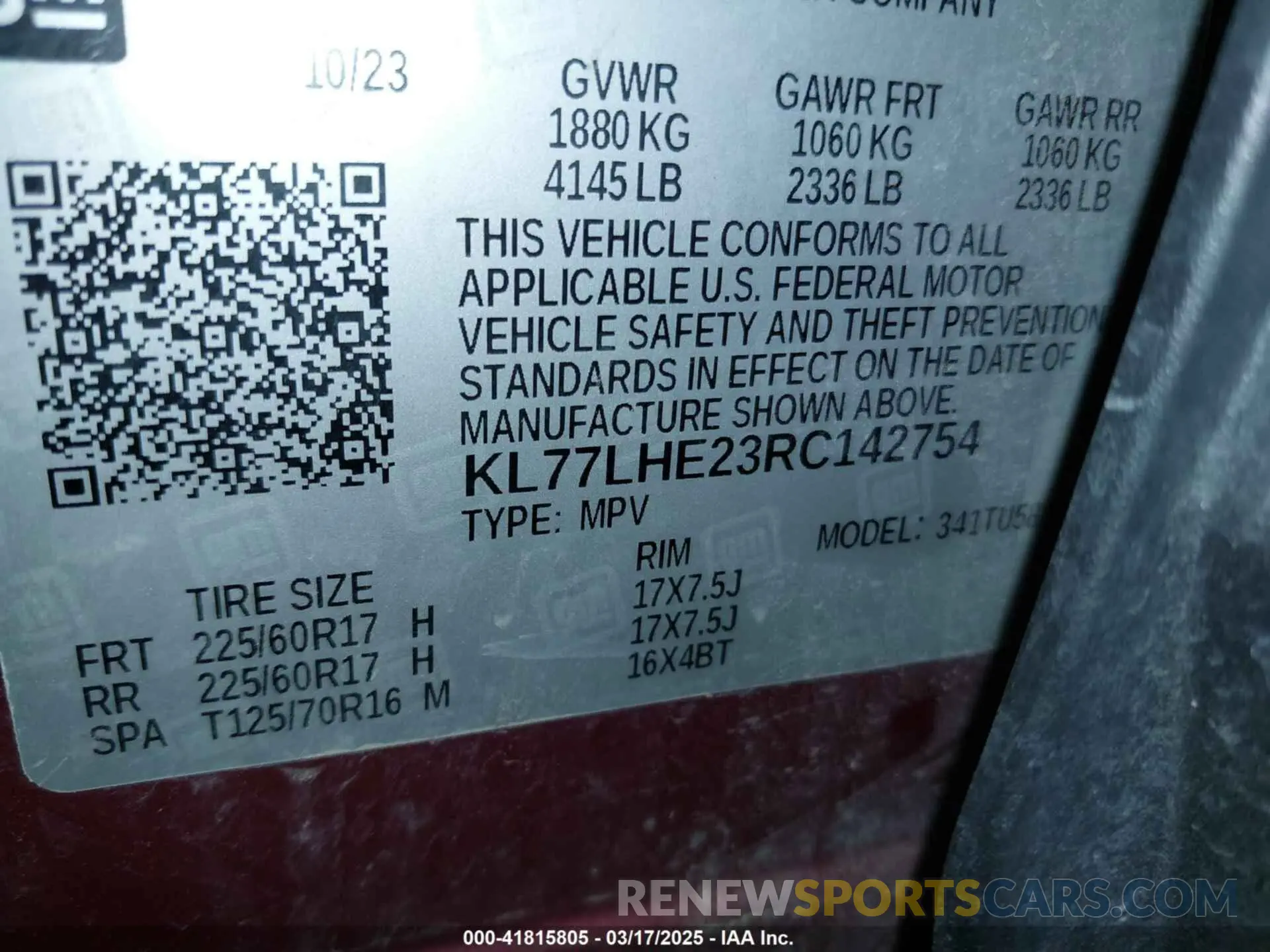 9 Photograph of a damaged car KL77LHE23RC142754 CHEVROLET TRAX 2024