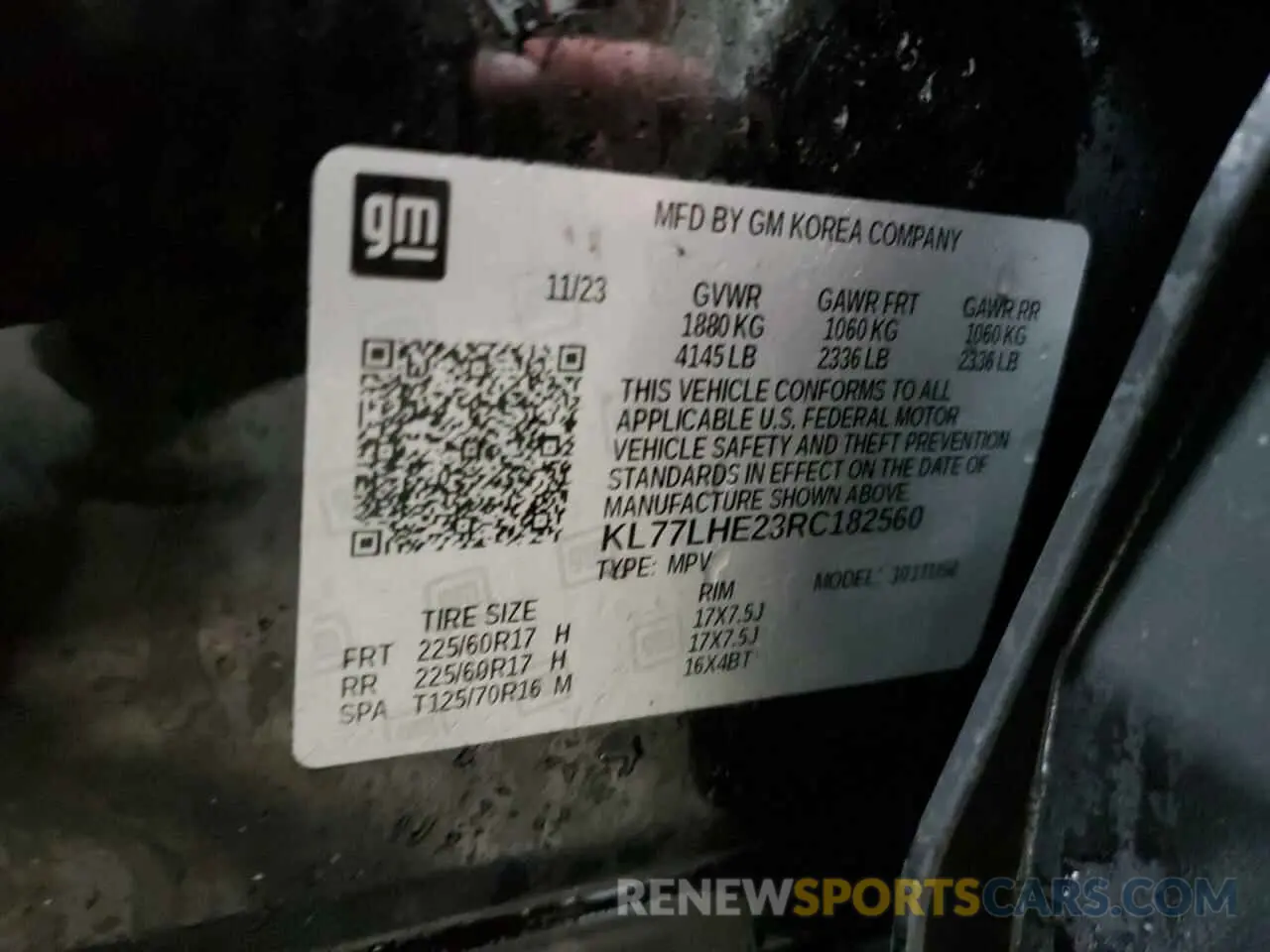 14 Photograph of a damaged car KL77LHE23RC182560 CHEVROLET TRAX 2024