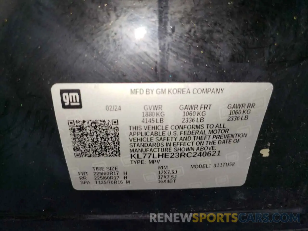 14 Photograph of a damaged car KL77LHE23RC240621 CHEVROLET TRAX 2024