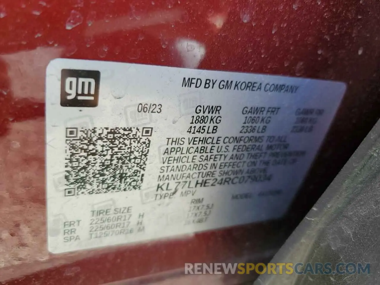 13 Photograph of a damaged car KL77LHE24RC079034 CHEVROLET TRAX 2024