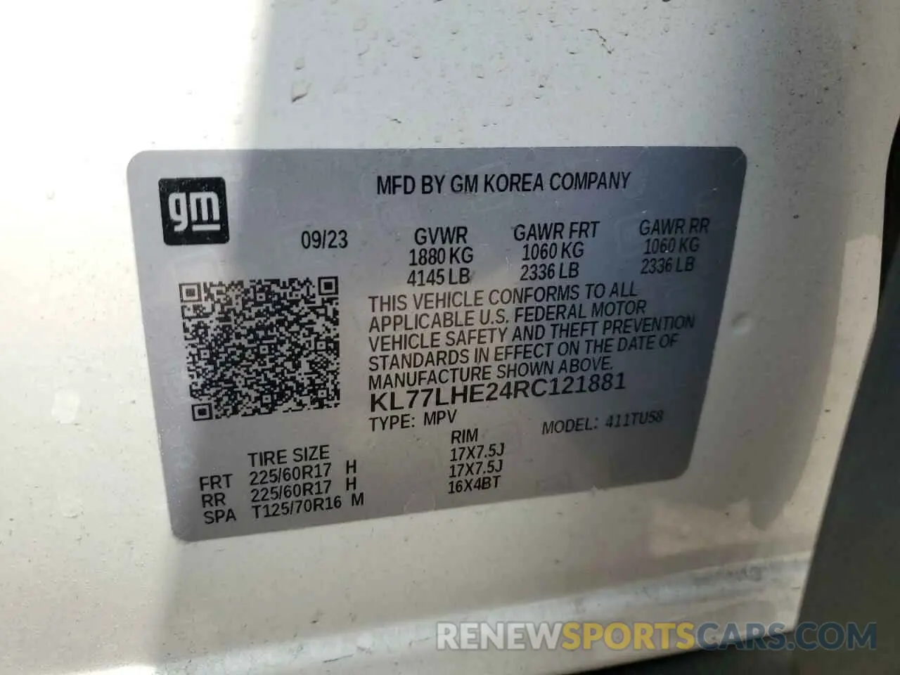 14 Photograph of a damaged car KL77LHE24RC121881 CHEVROLET TRAX 2024