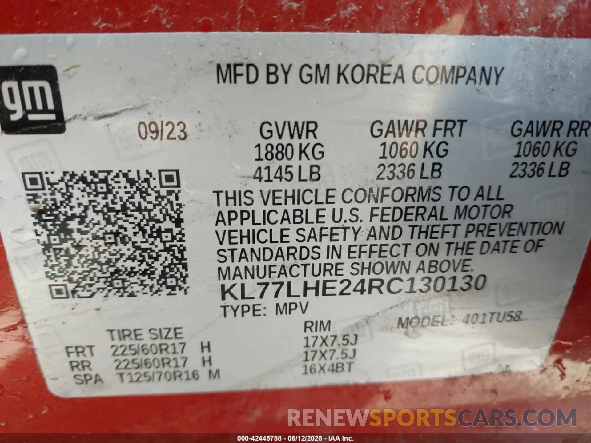 9 Photograph of a damaged car KL77LHE24RC130130 CHEVROLET TRAX 2024