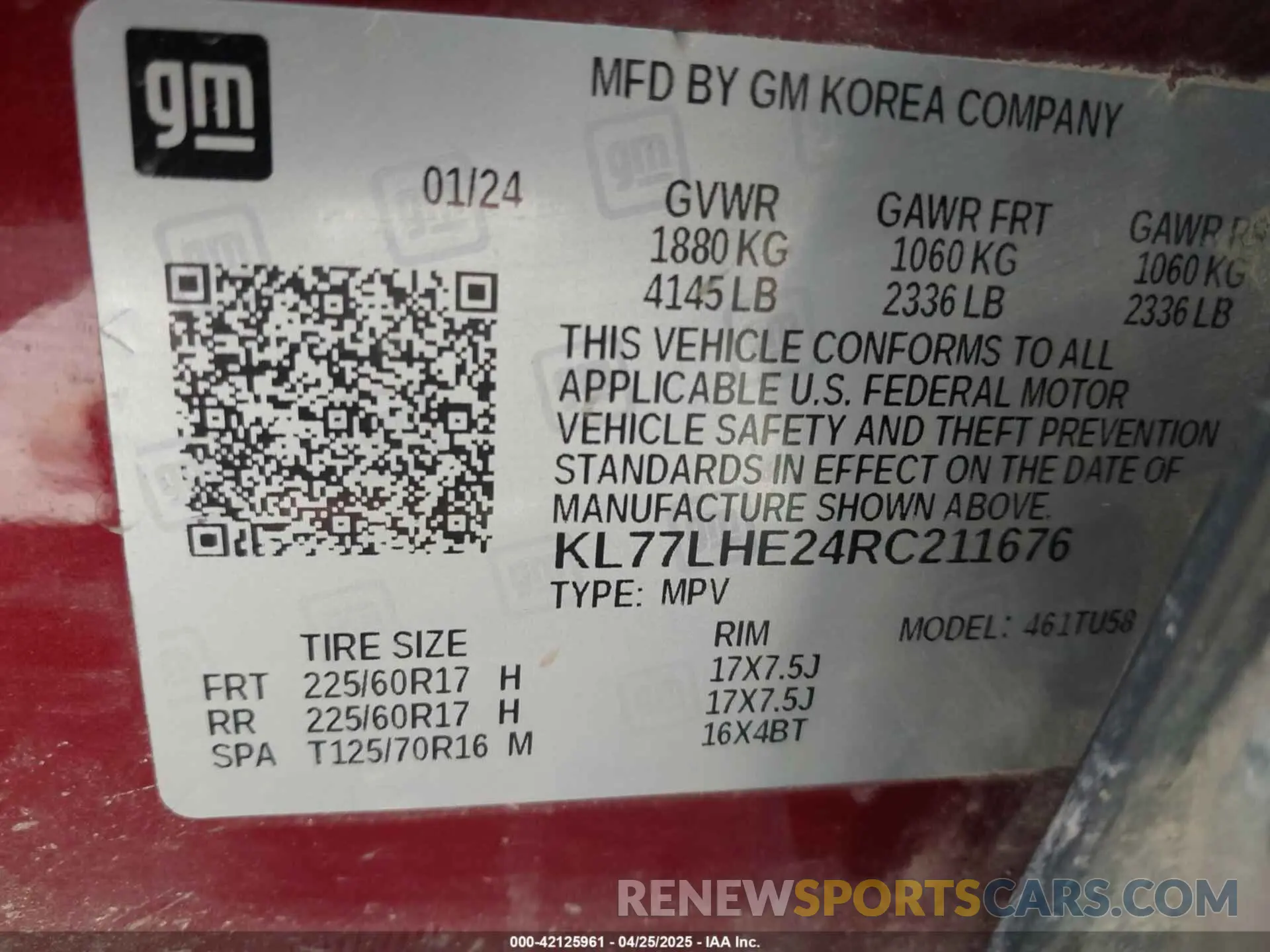 9 Photograph of a damaged car KL77LHE24RC211676 CHEVROLET TRAX 2024