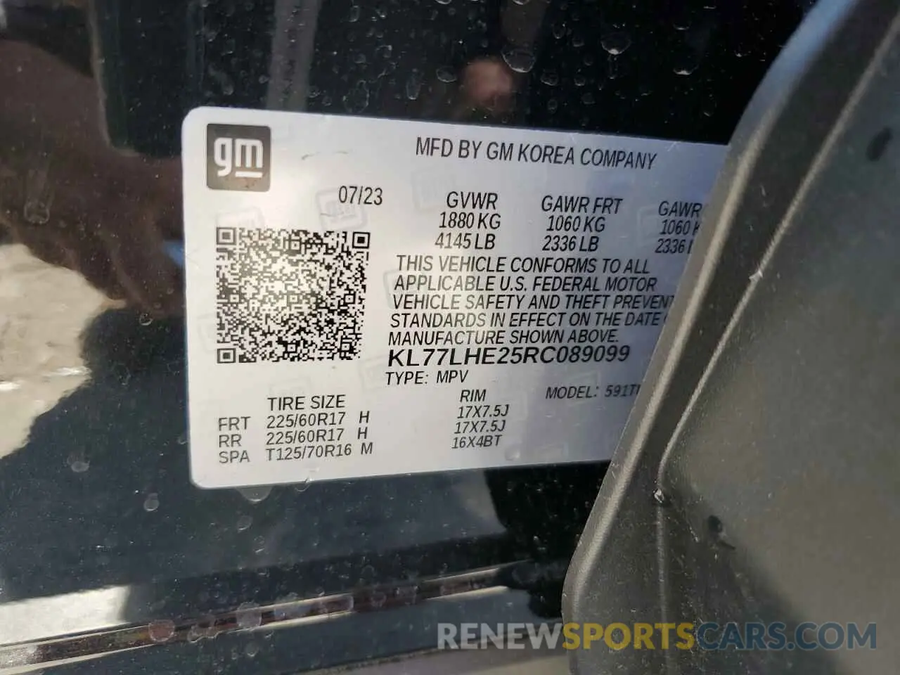 16 Photograph of a damaged car KL77LHE25RC089099 CHEVROLET TRAX 2024