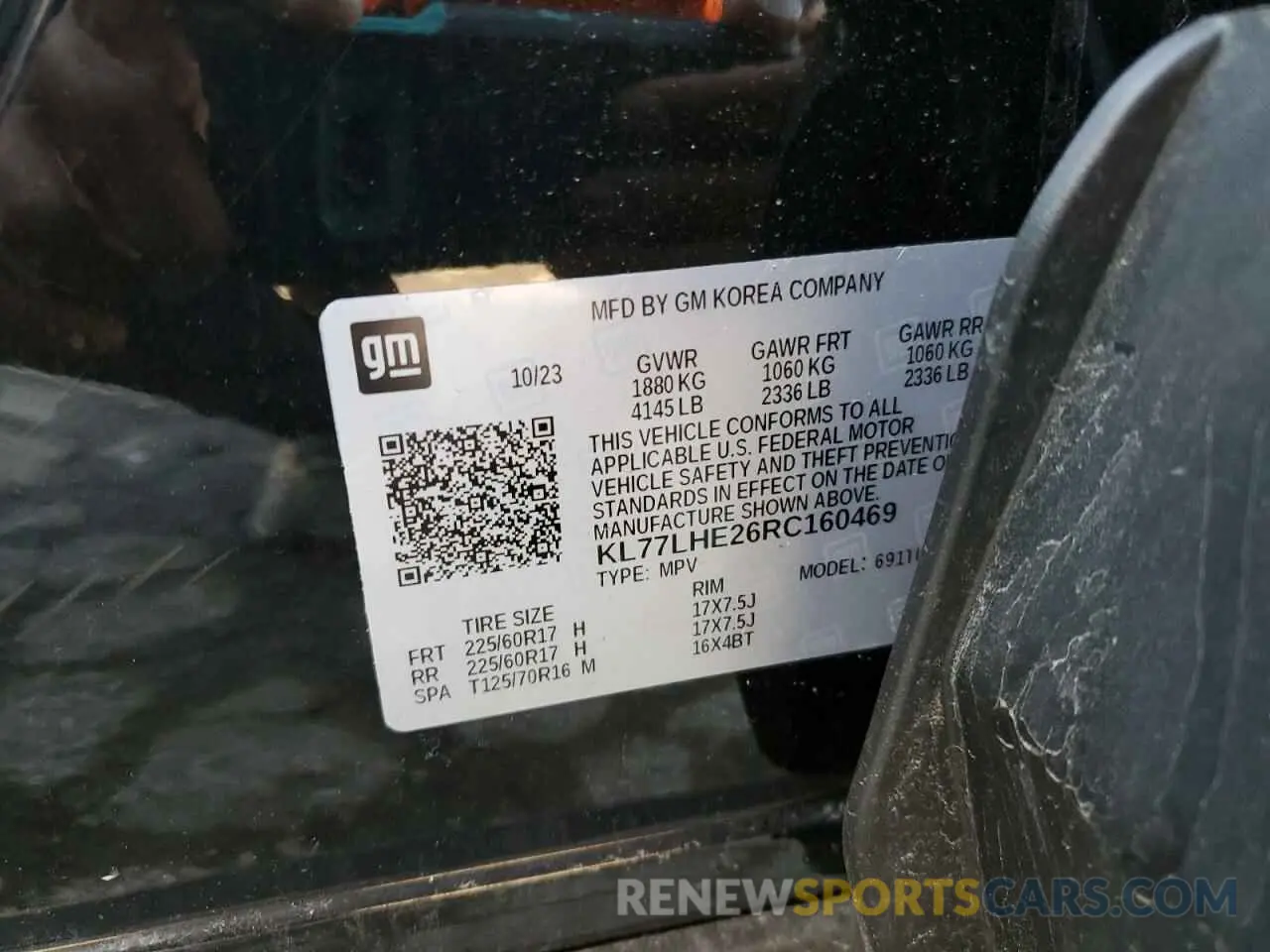14 Photograph of a damaged car KL77LHE26RC160469 CHEVROLET TRAX 2024