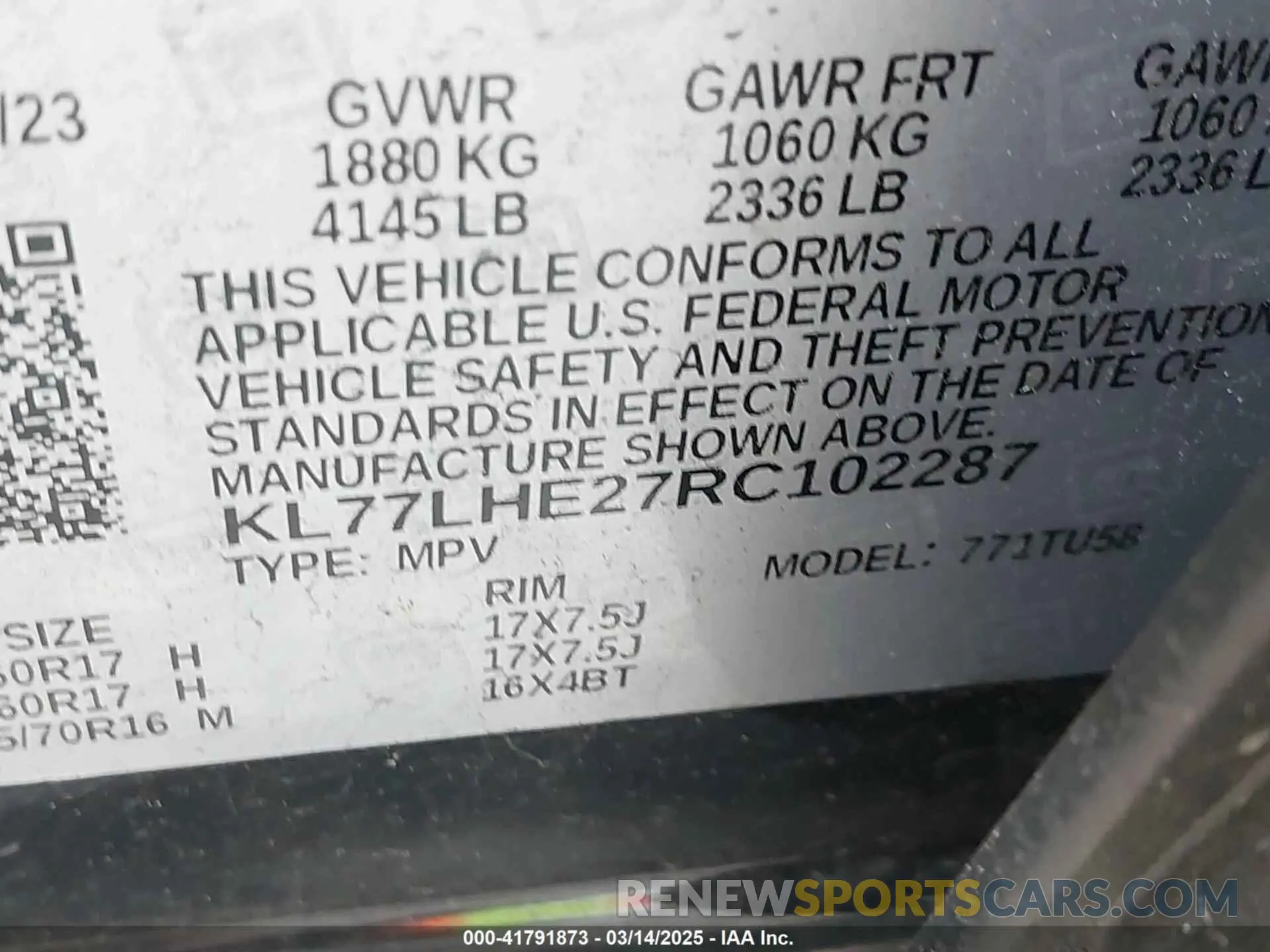 9 Photograph of a damaged car KL77LHE27RC102287 CHEVROLET TRAX 2024