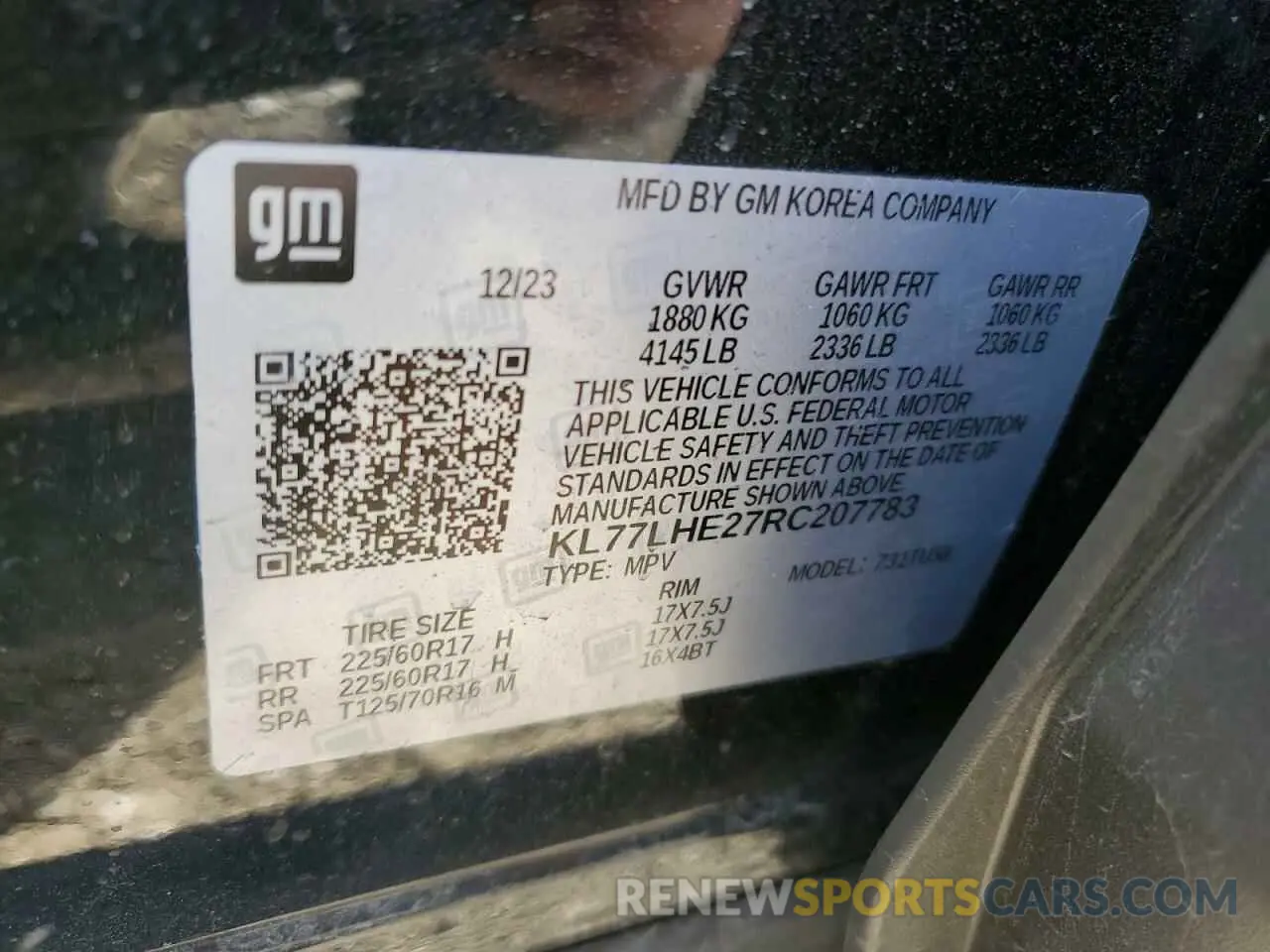 15 Photograph of a damaged car KL77LHE27RC207783 CHEVROLET TRAX 2024