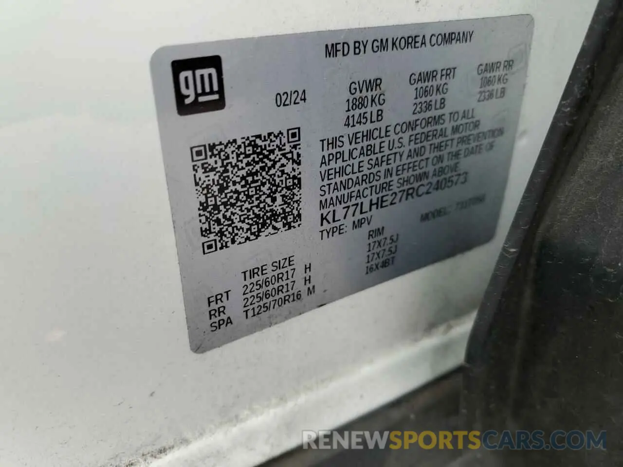 15 Photograph of a damaged car KL77LHE27RC240573 CHEVROLET TRAX 2024