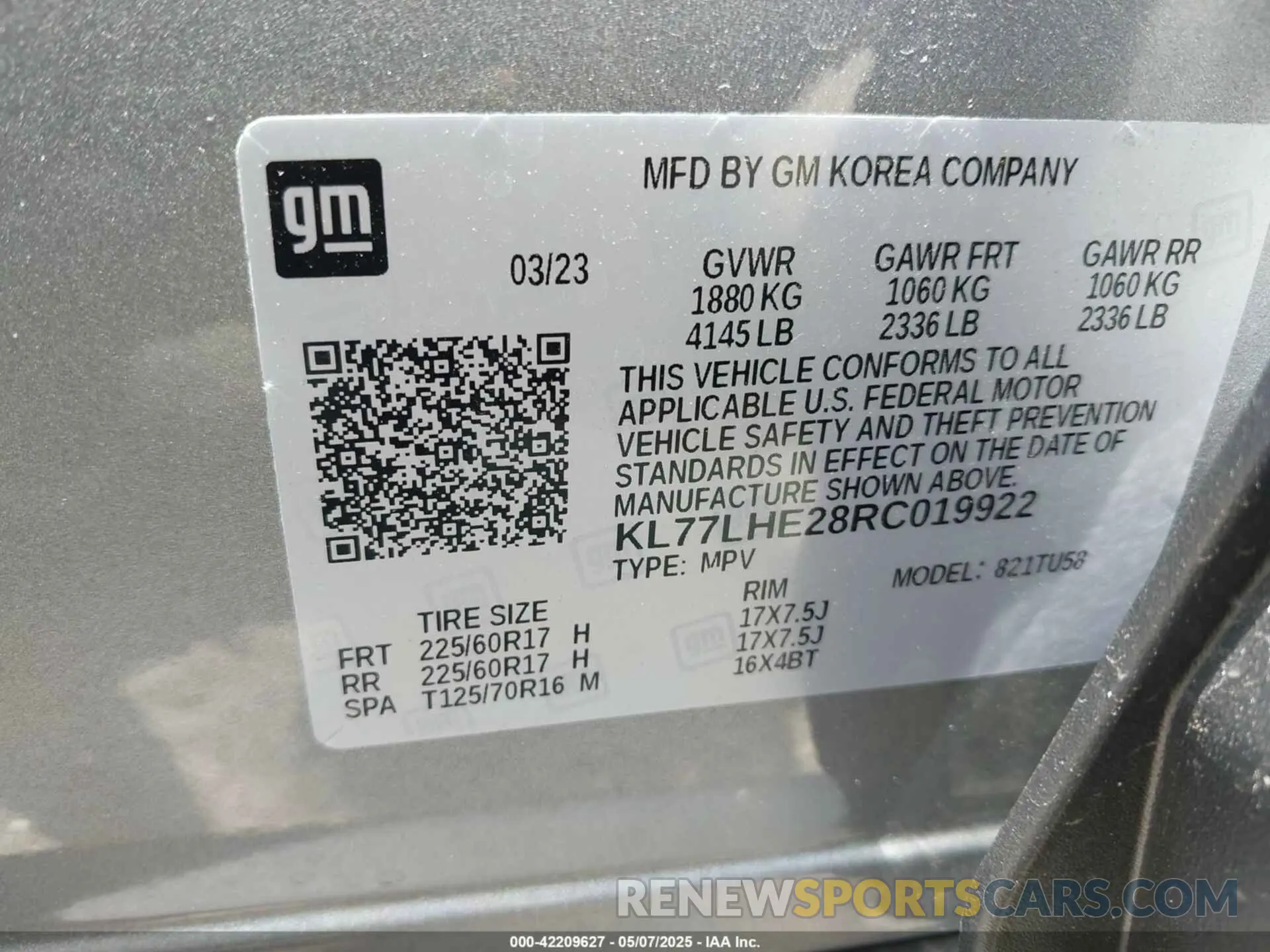 9 Photograph of a damaged car KL77LHE28RC019922 CHEVROLET TRAX 2024