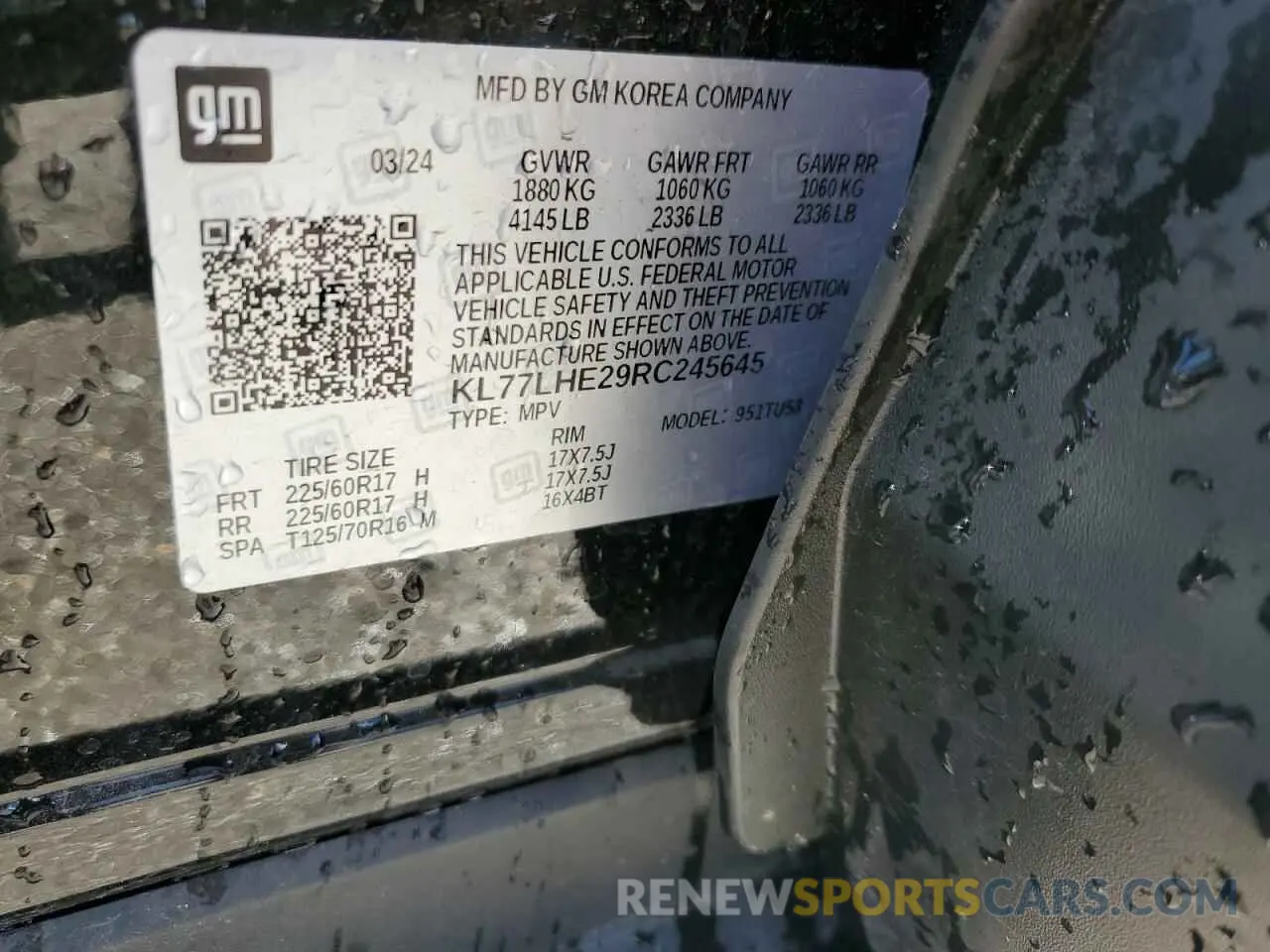 14 Photograph of a damaged car KL77LHE29RC245645 CHEVROLET TRAX 2024