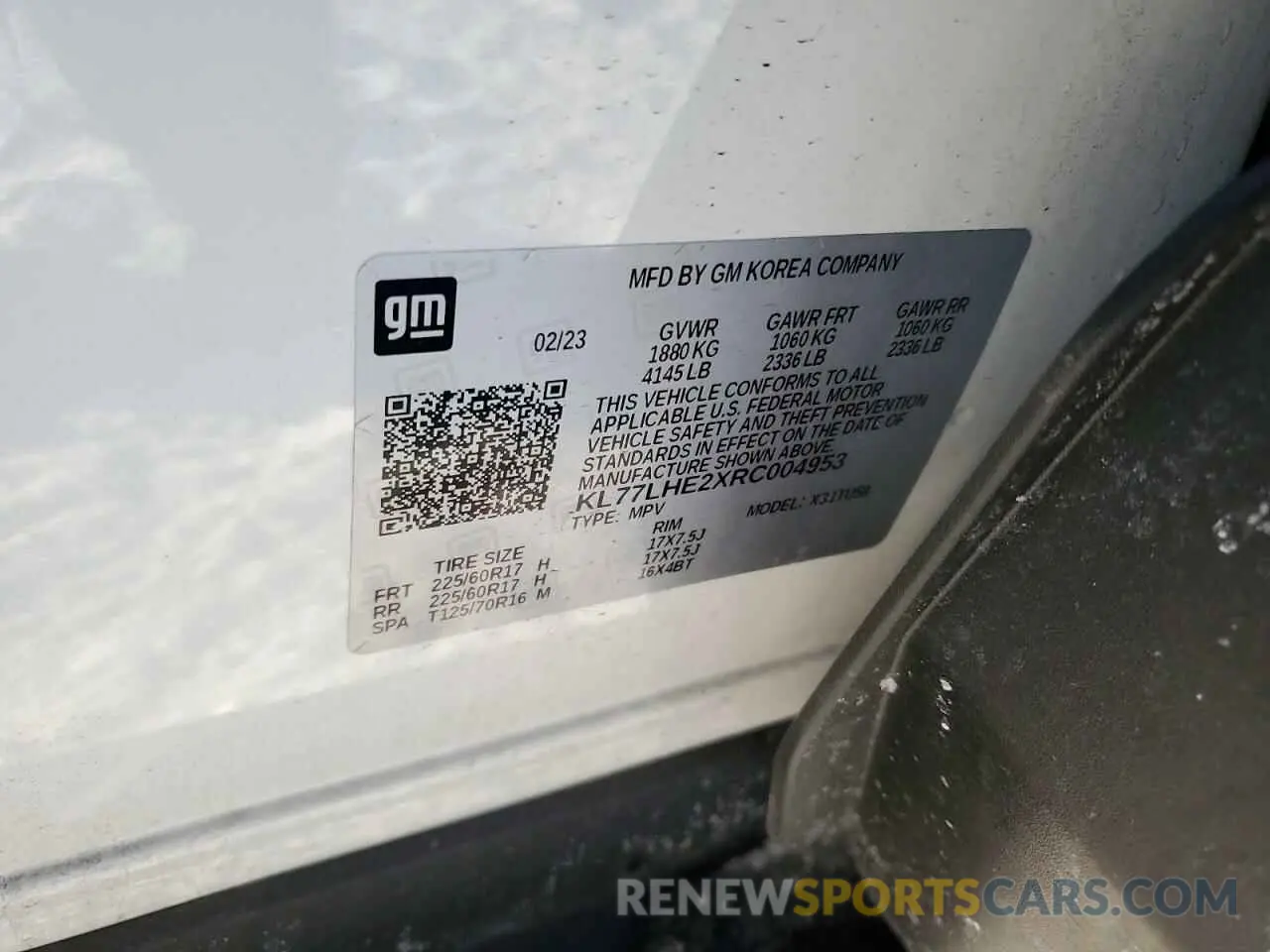 15 Photograph of a damaged car KL77LHE2XRC004953 CHEVROLET TRAX 2024