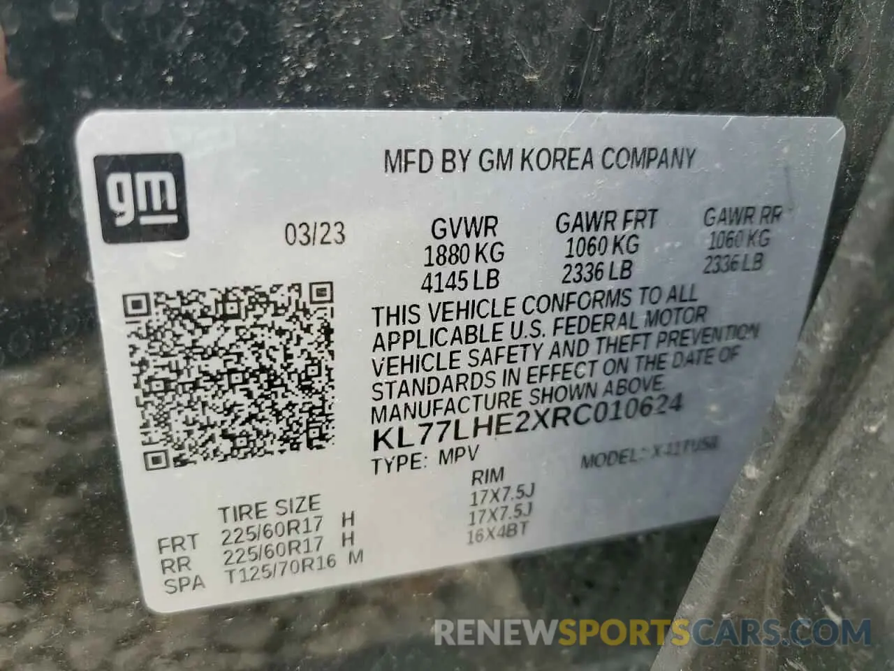 13 Photograph of a damaged car KL77LHE2XRC010624 CHEVROLET TRAX 2024