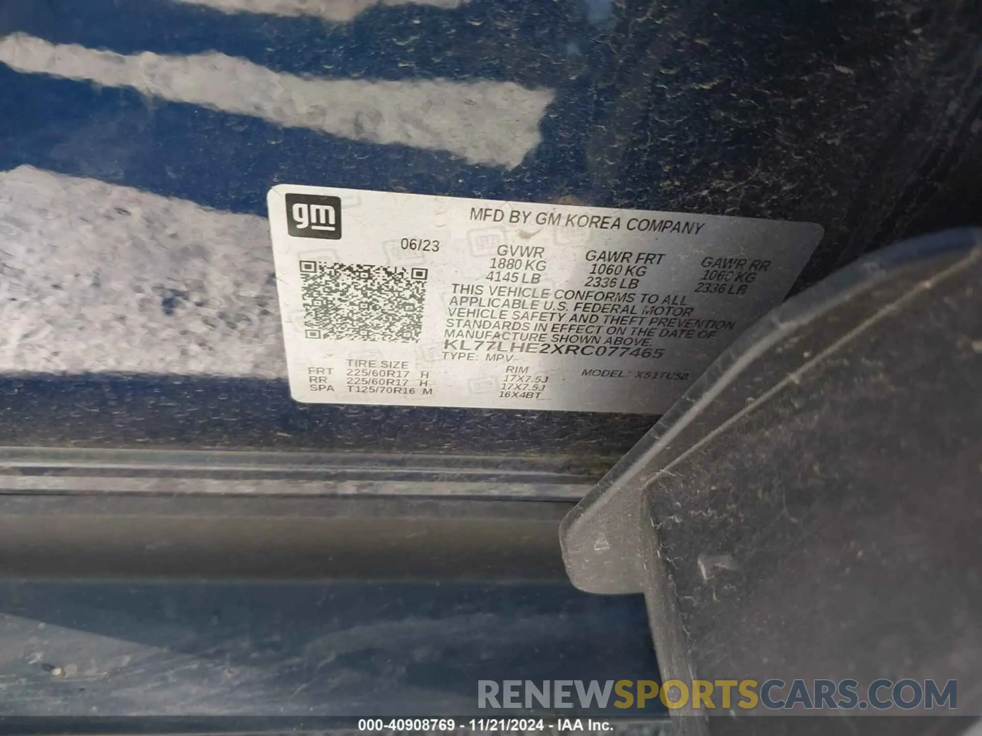 9 Photograph of a damaged car KL77LHE2XRC077465 CHEVROLET TRAX 2024