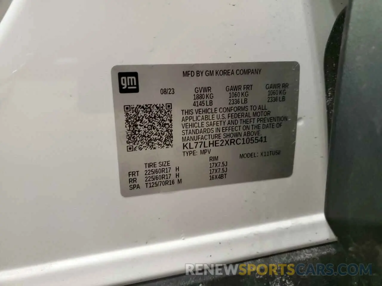 13 Photograph of a damaged car KL77LHE2XRC105541 CHEVROLET TRAX 2024