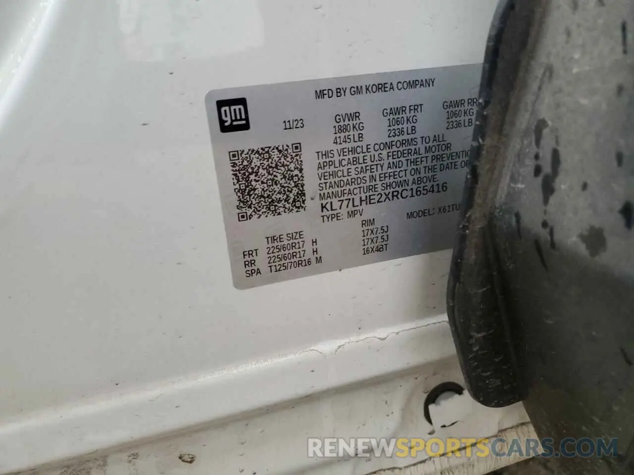 16 Photograph of a damaged car KL77LHE2XRC165416 CHEVROLET TRAX 2024