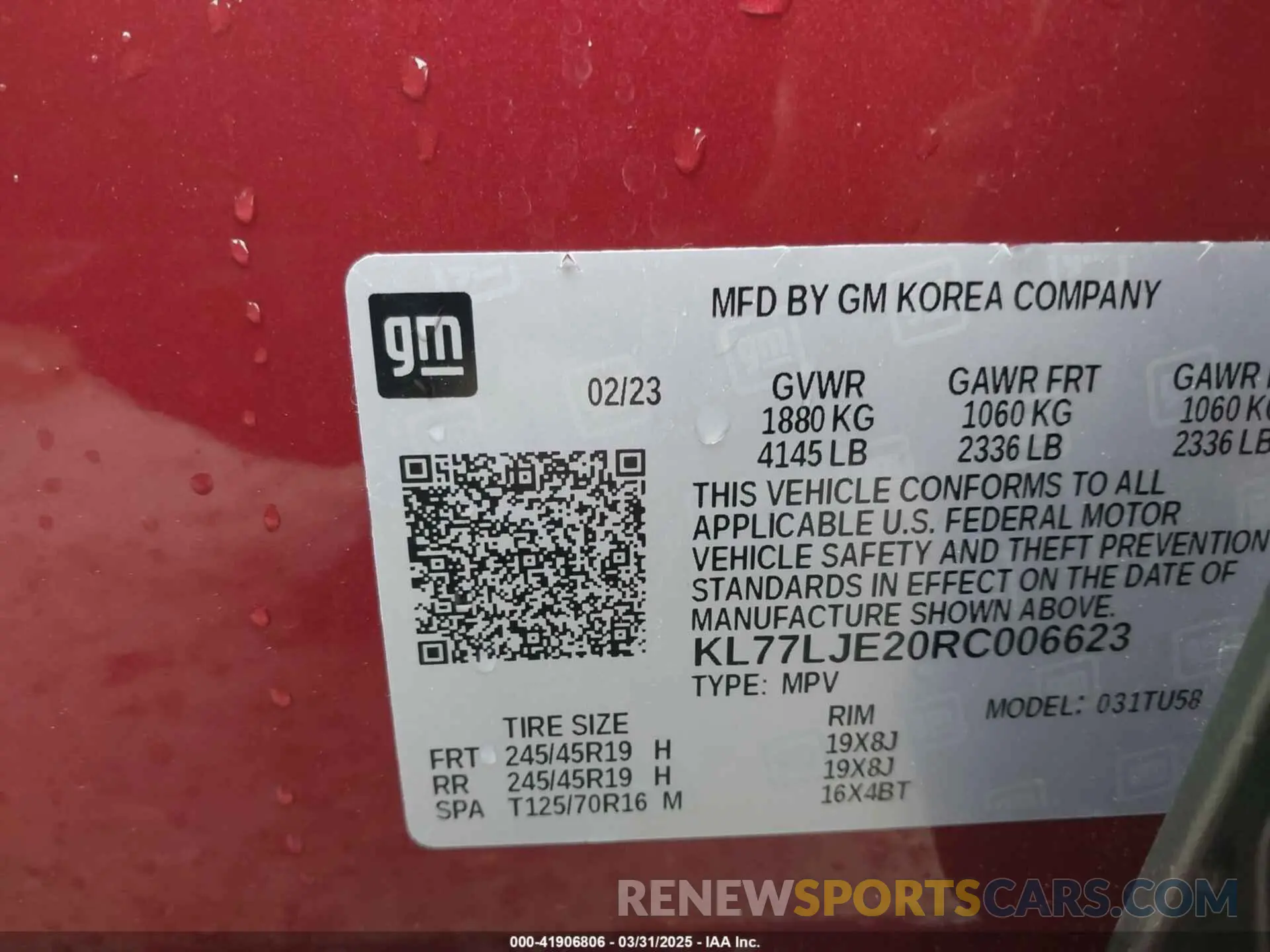 9 Photograph of a damaged car KL77LJE20RC006623 CHEVROLET TRAX 2024