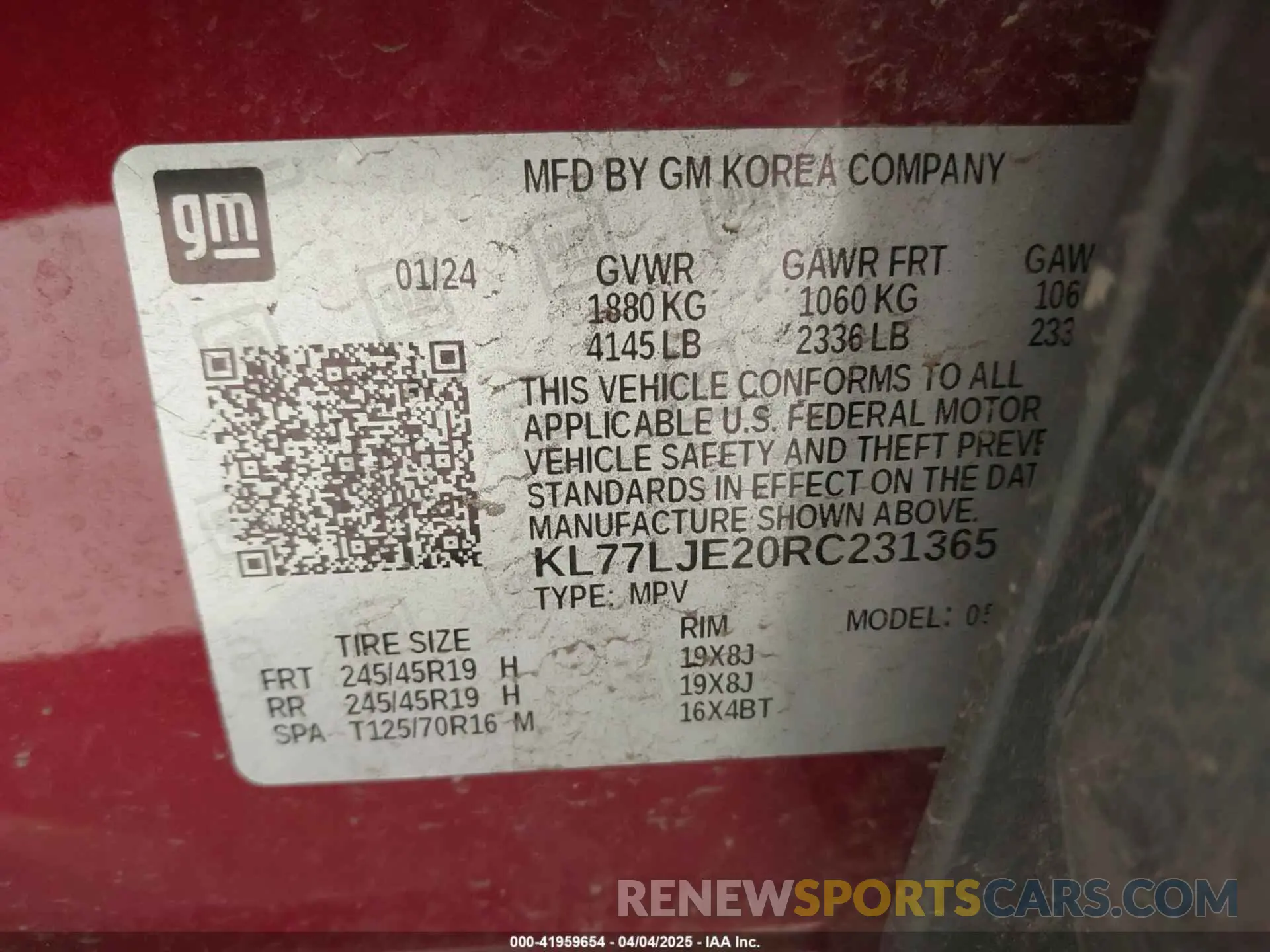 9 Photograph of a damaged car KL77LJE20RC231365 CHEVROLET TRAX 2024