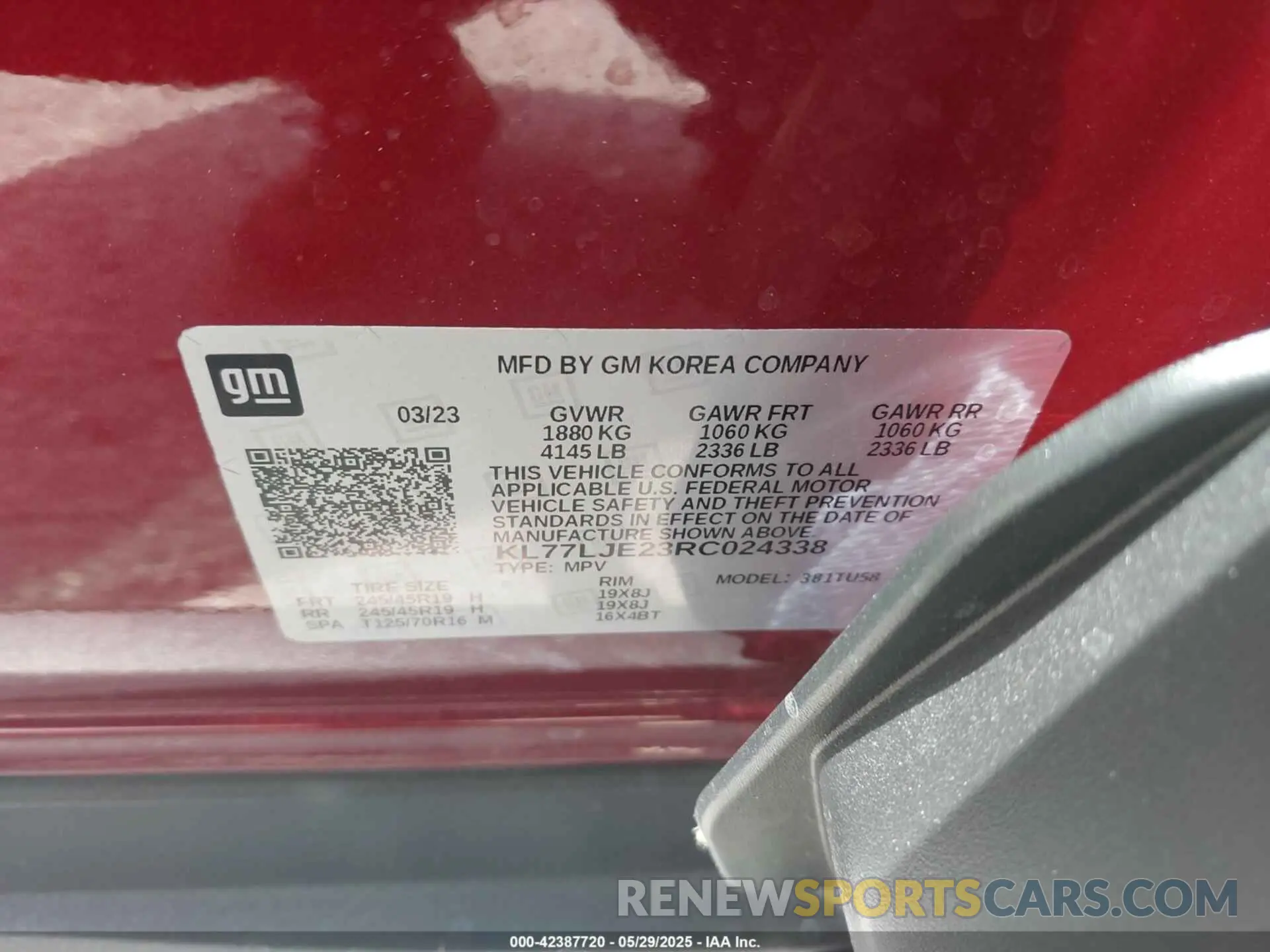 9 Photograph of a damaged car KL77LJE23RC024338 CHEVROLET TRAX 2024