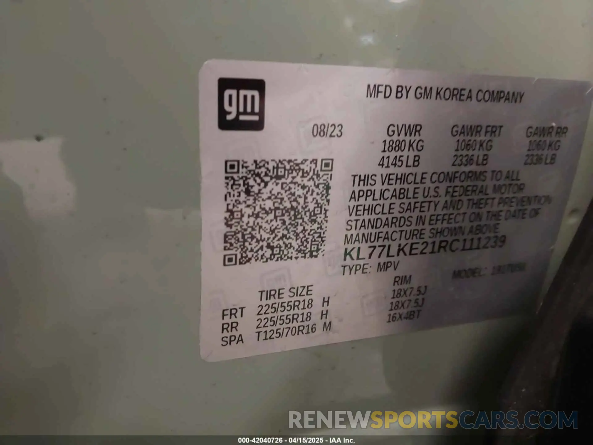 9 Photograph of a damaged car KL77LKE21RC111239 CHEVROLET TRAX 2024