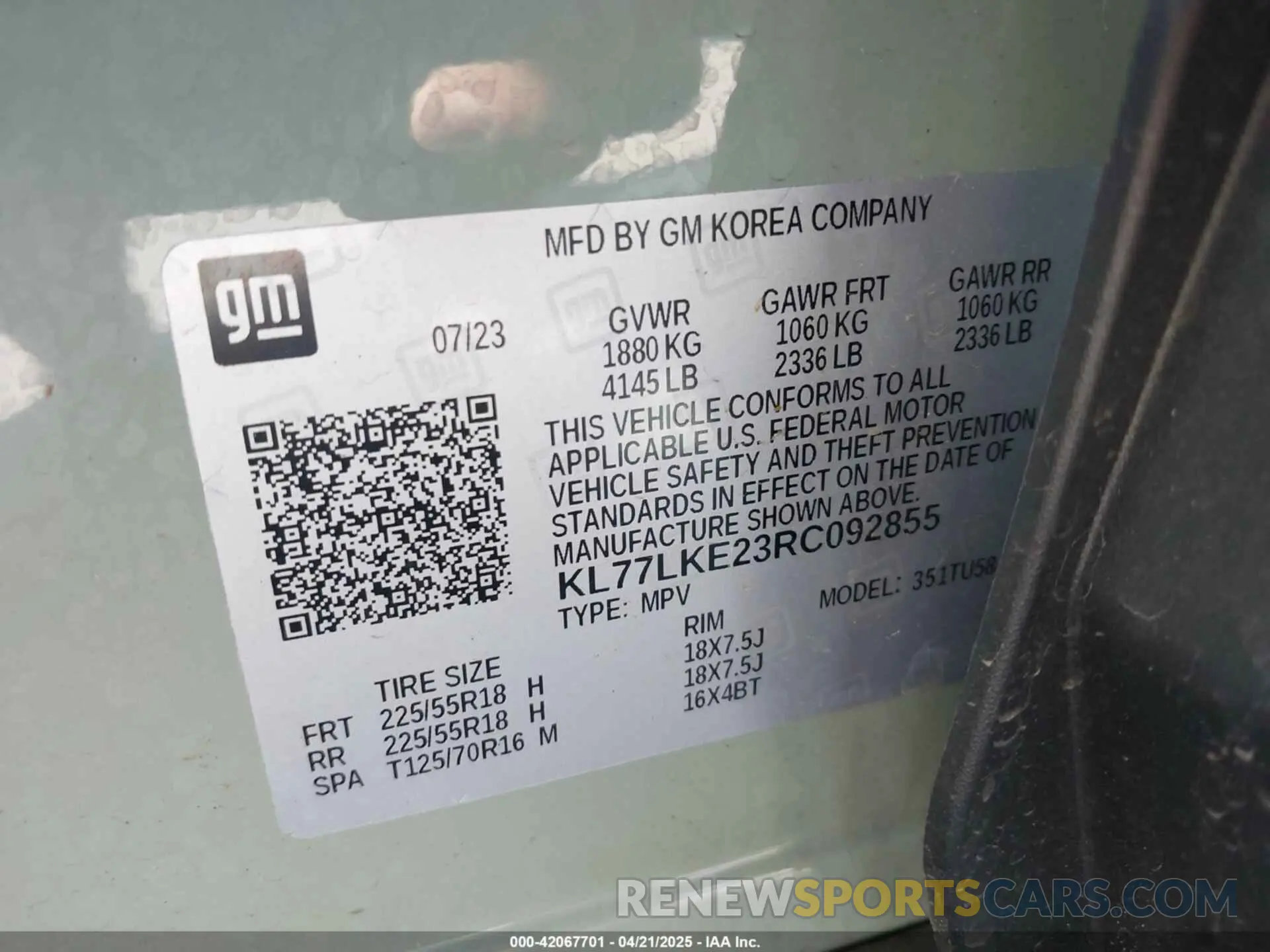 9 Photograph of a damaged car KL77LKE23RC092855 CHEVROLET TRAX 2024