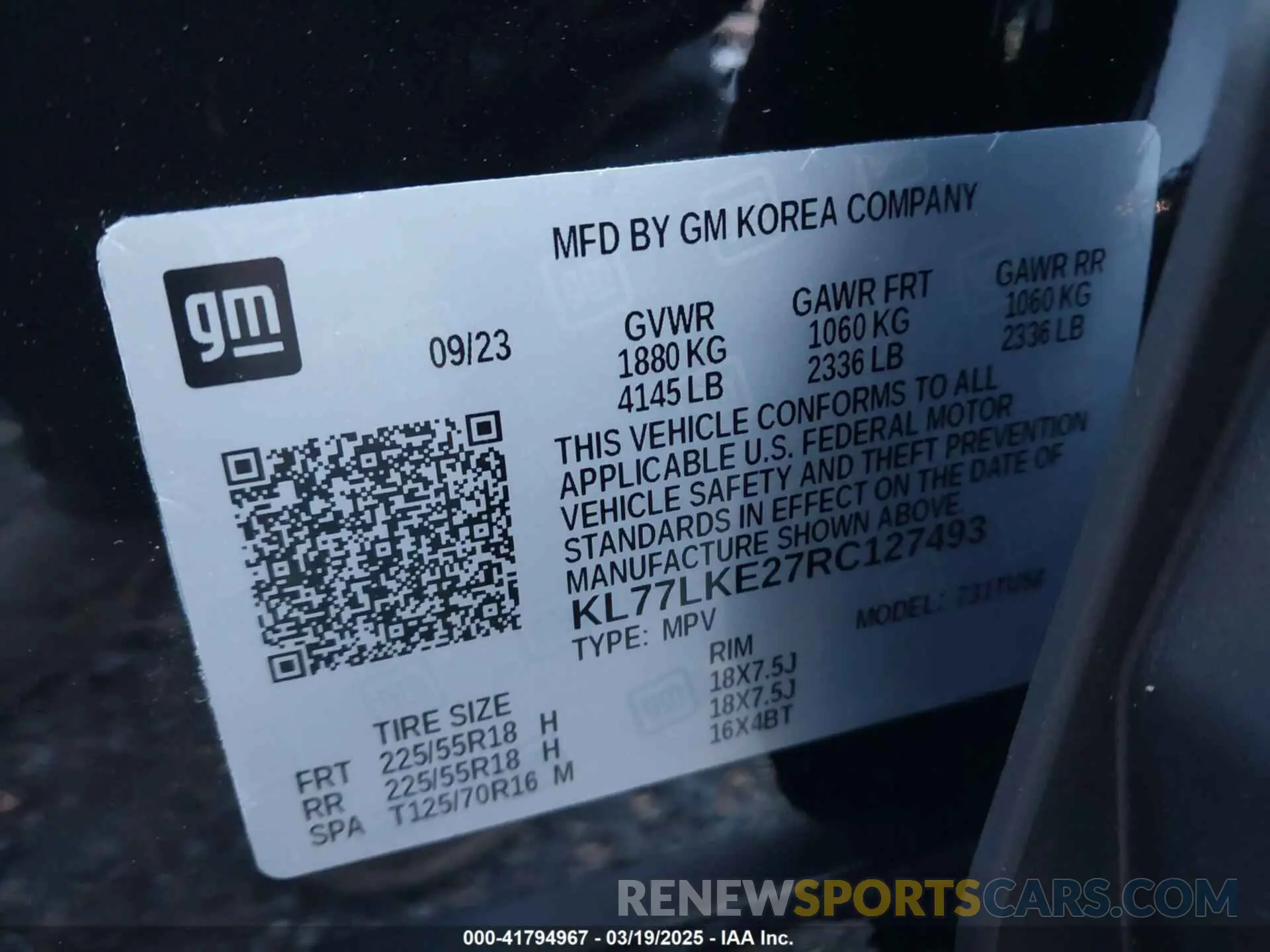 9 Photograph of a damaged car KL77LKE27RC127493 CHEVROLET TRAX 2024