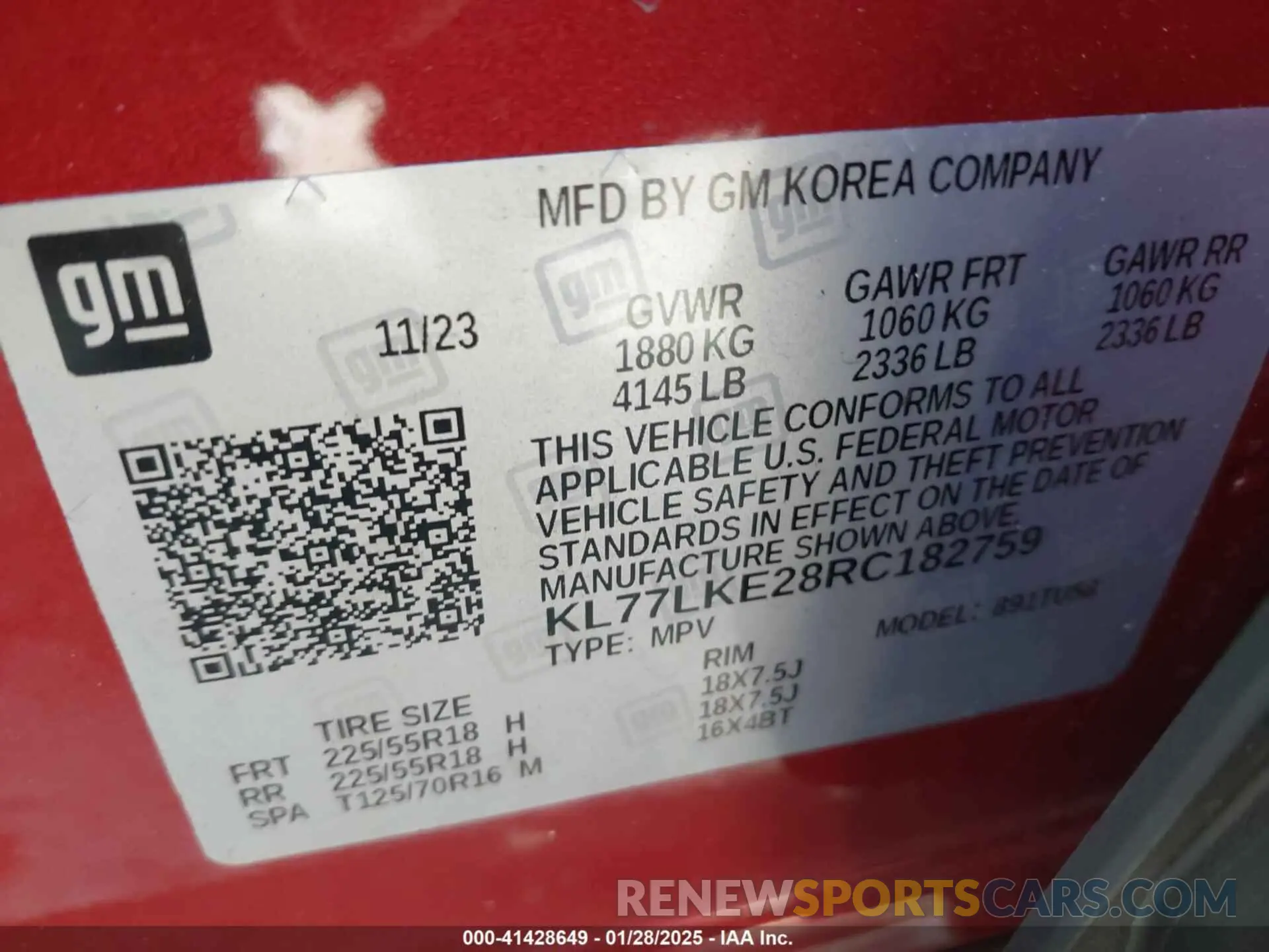 9 Photograph of a damaged car KL77LKE28RC182759 CHEVROLET TRAX 2024