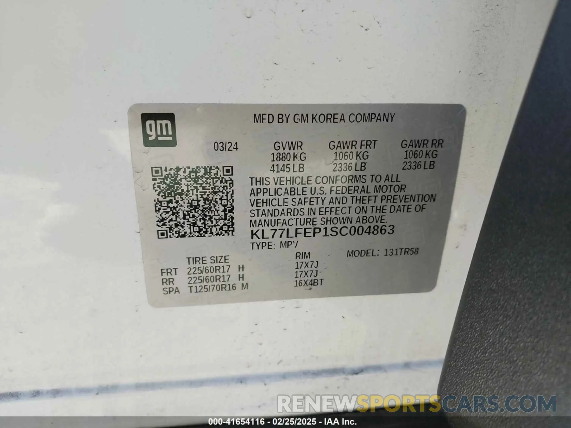 9 Photograph of a damaged car KL77LFEP1SC004863 CHEVROLET TRAX 2025