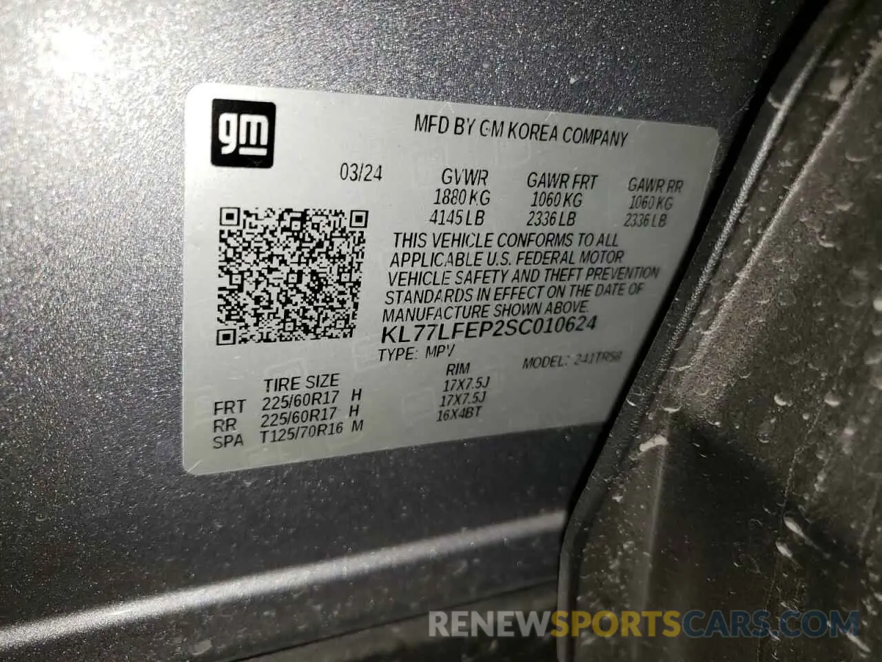 12 Photograph of a damaged car KL77LFEP2SC010624 CHEVROLET TRAX 2025