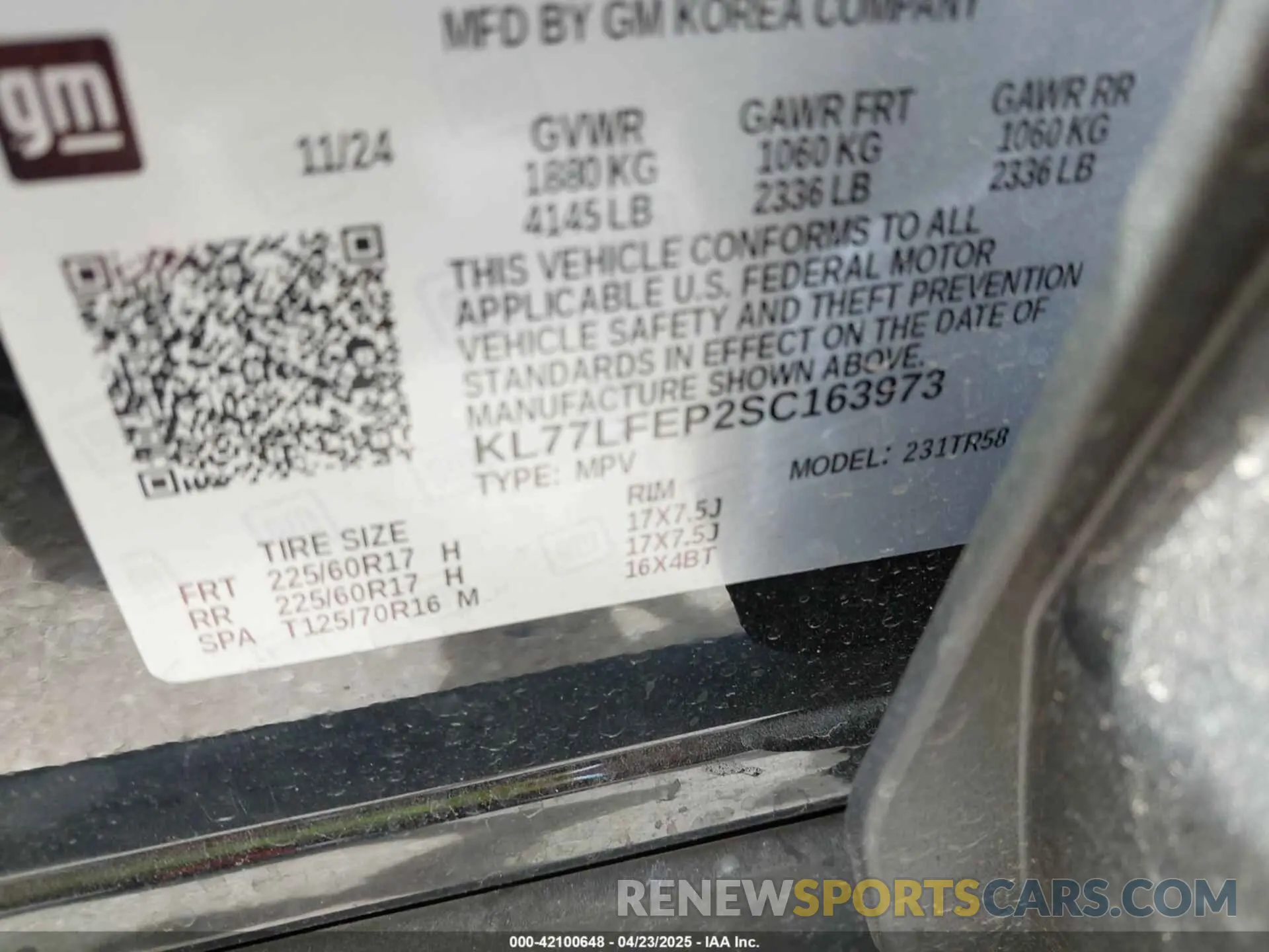 9 Photograph of a damaged car KL77LFEP2SC163973 CHEVROLET TRAX 2025
