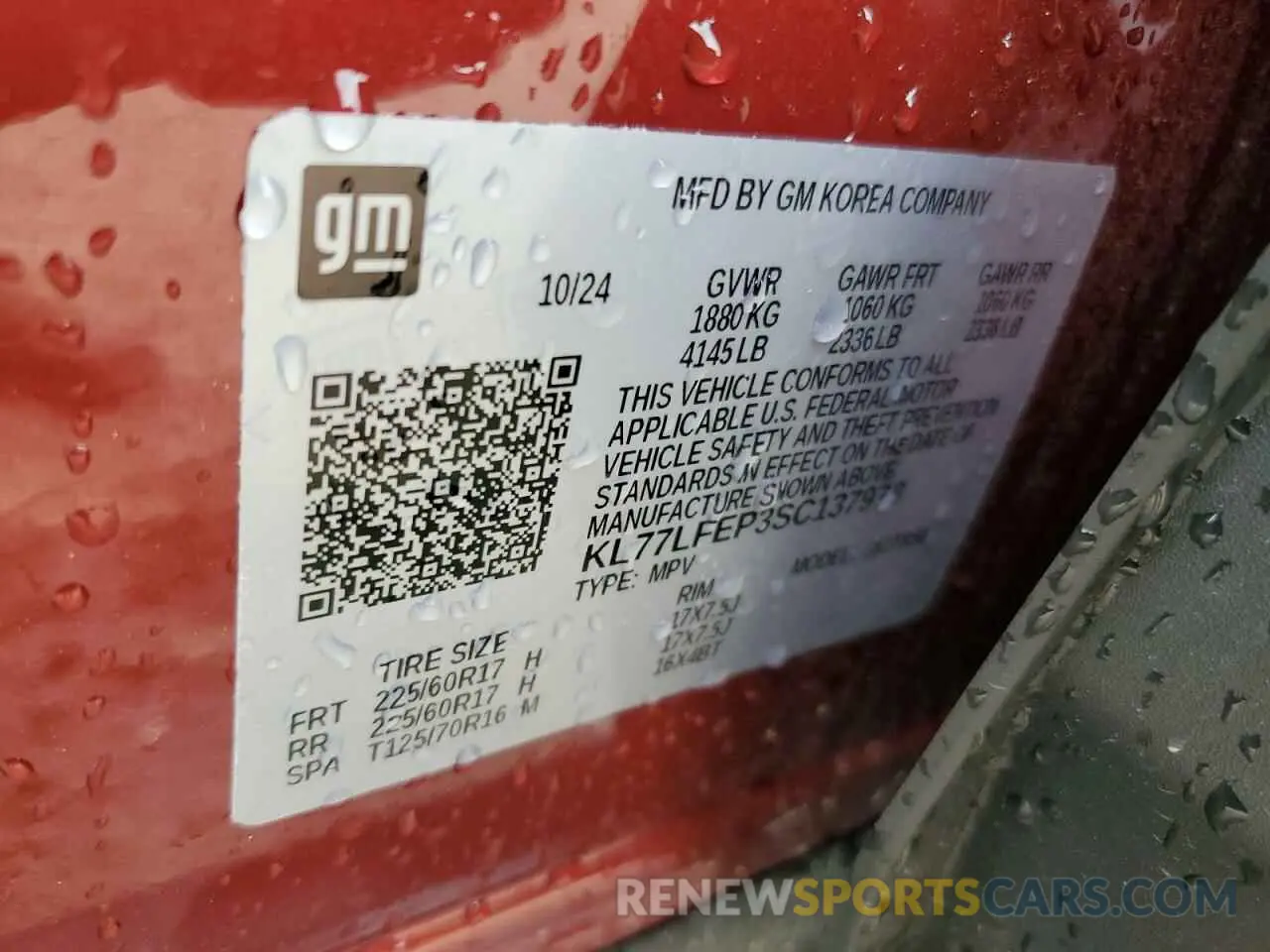 13 Photograph of a damaged car KL77LFEP3SC137978 CHEVROLET TRAX 2025