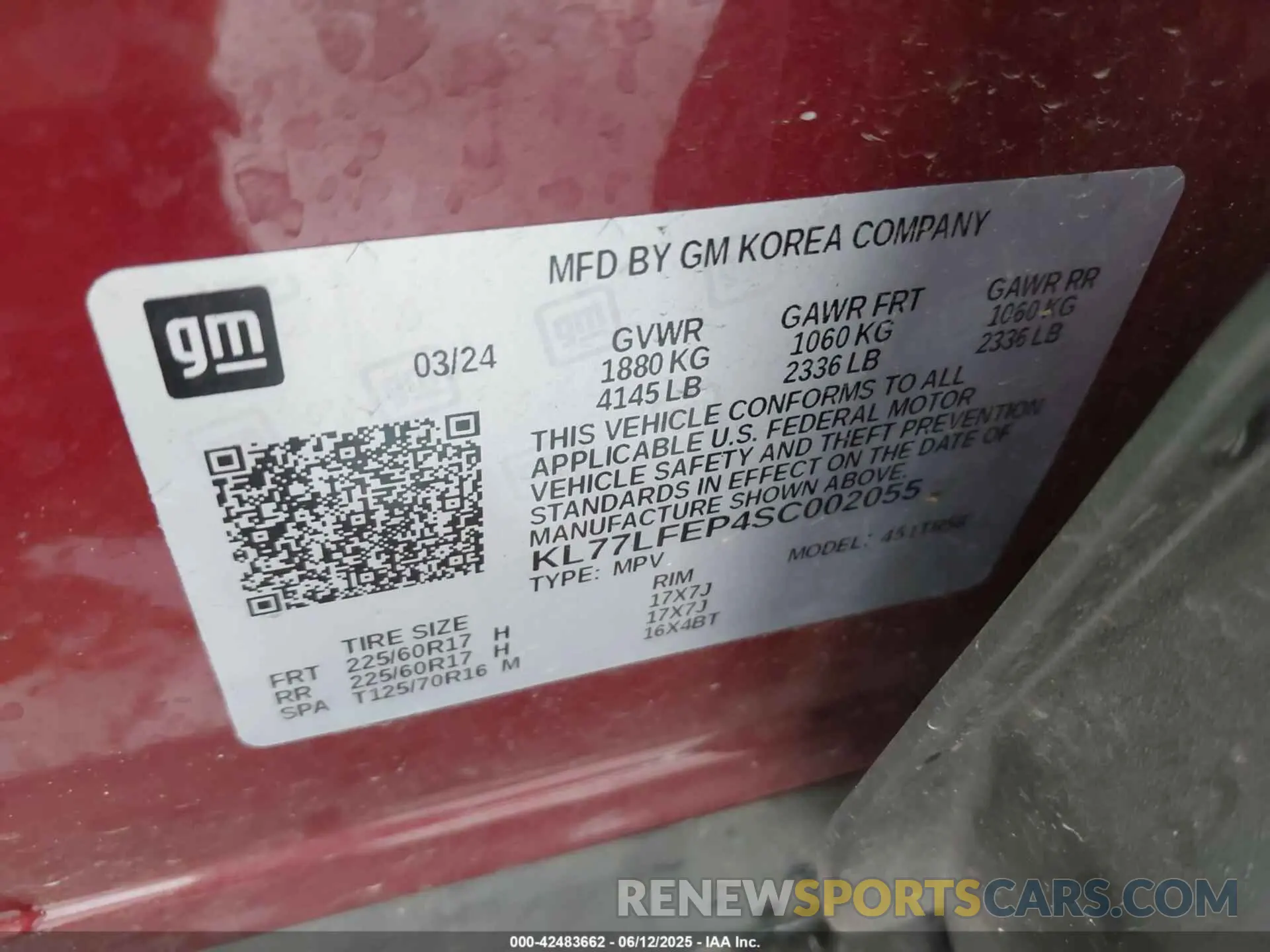 9 Photograph of a damaged car KL77LFEP4SC002055 CHEVROLET TRAX 2025