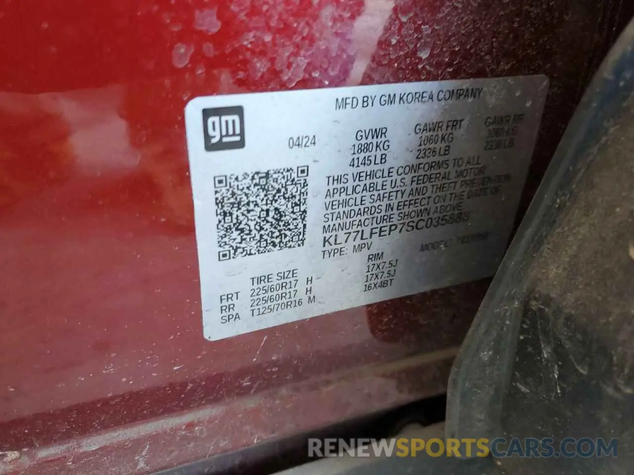 13 Photograph of a damaged car KL77LFEP7SC035888 CHEVROLET TRAX 2025